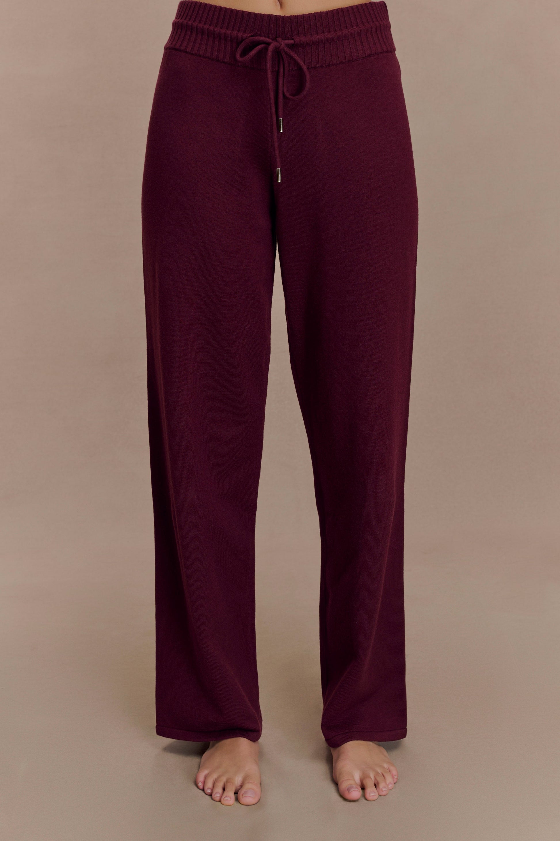 Natalya Knit Wide Leg Pants - Merlot
