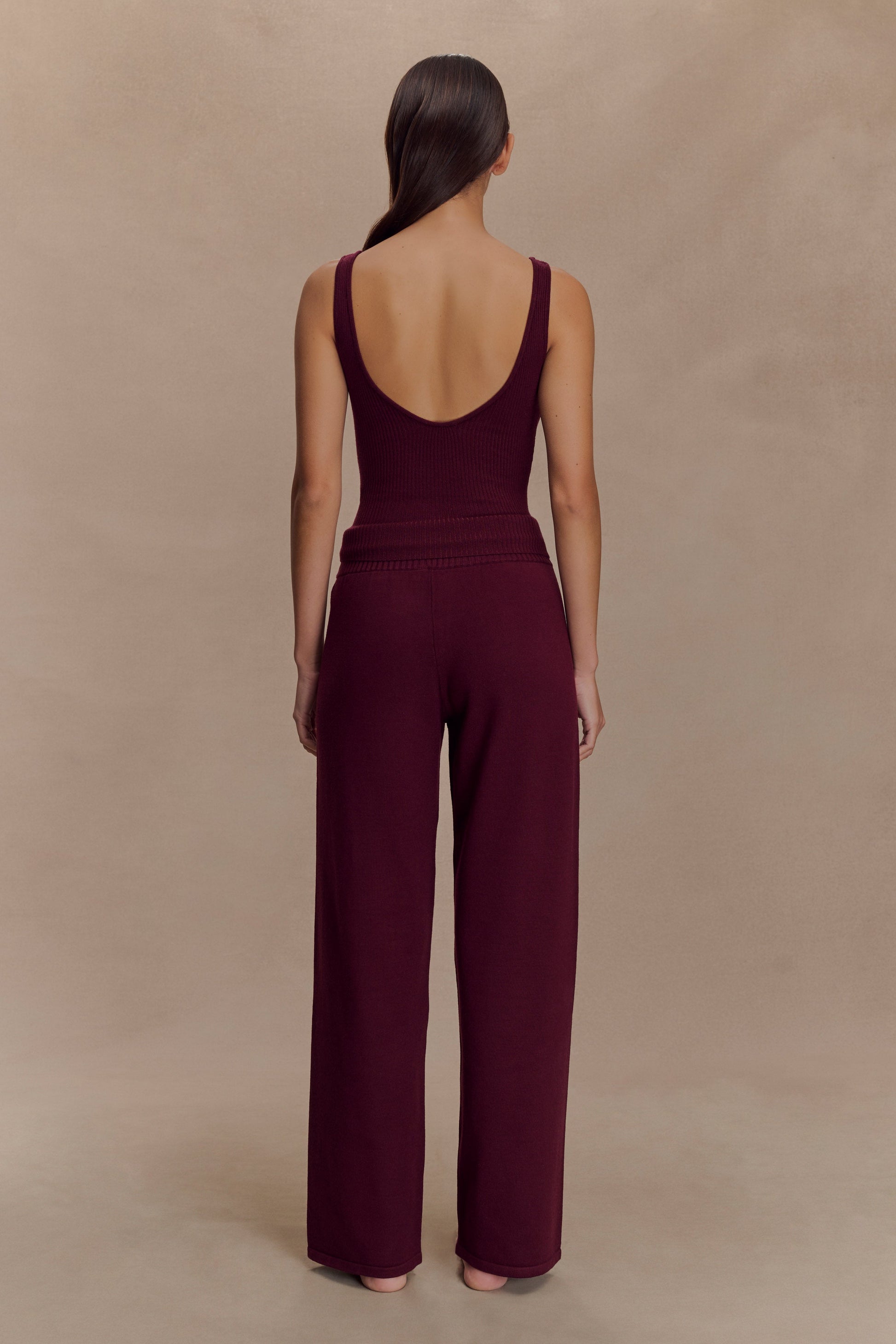 Natalya Knit Wide Leg Pants - Merlot #5
