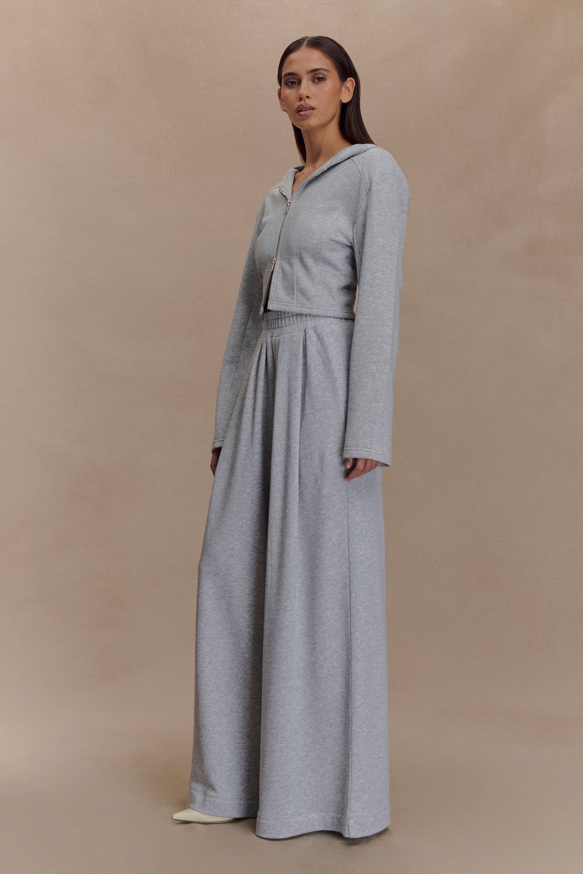 Quinn Zip Up Hoodie - Light Grey Marle #4