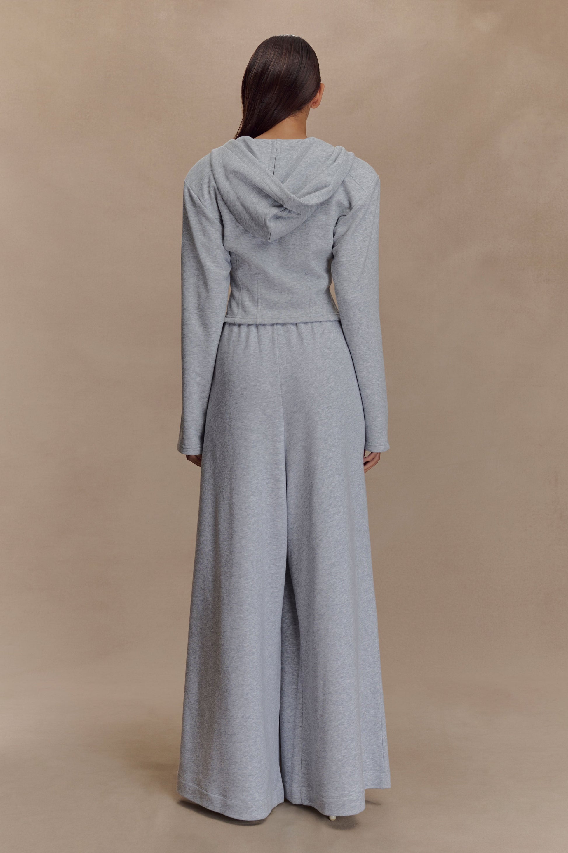 Aspen Gathered Wide Leg Jogger - Light Grey Marle #2