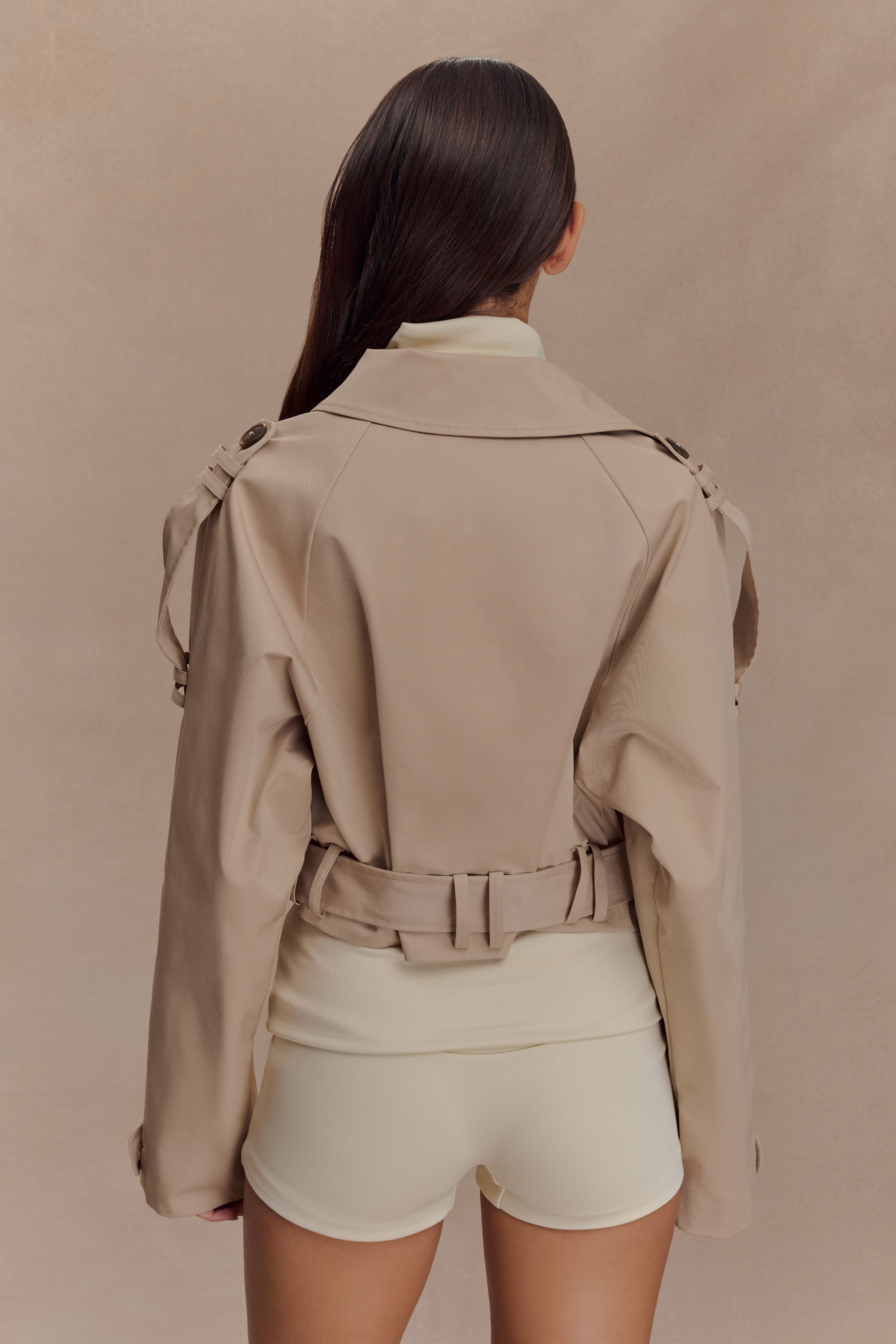 Frank Cropped Collared Jacket - Camel | MESHKI UK