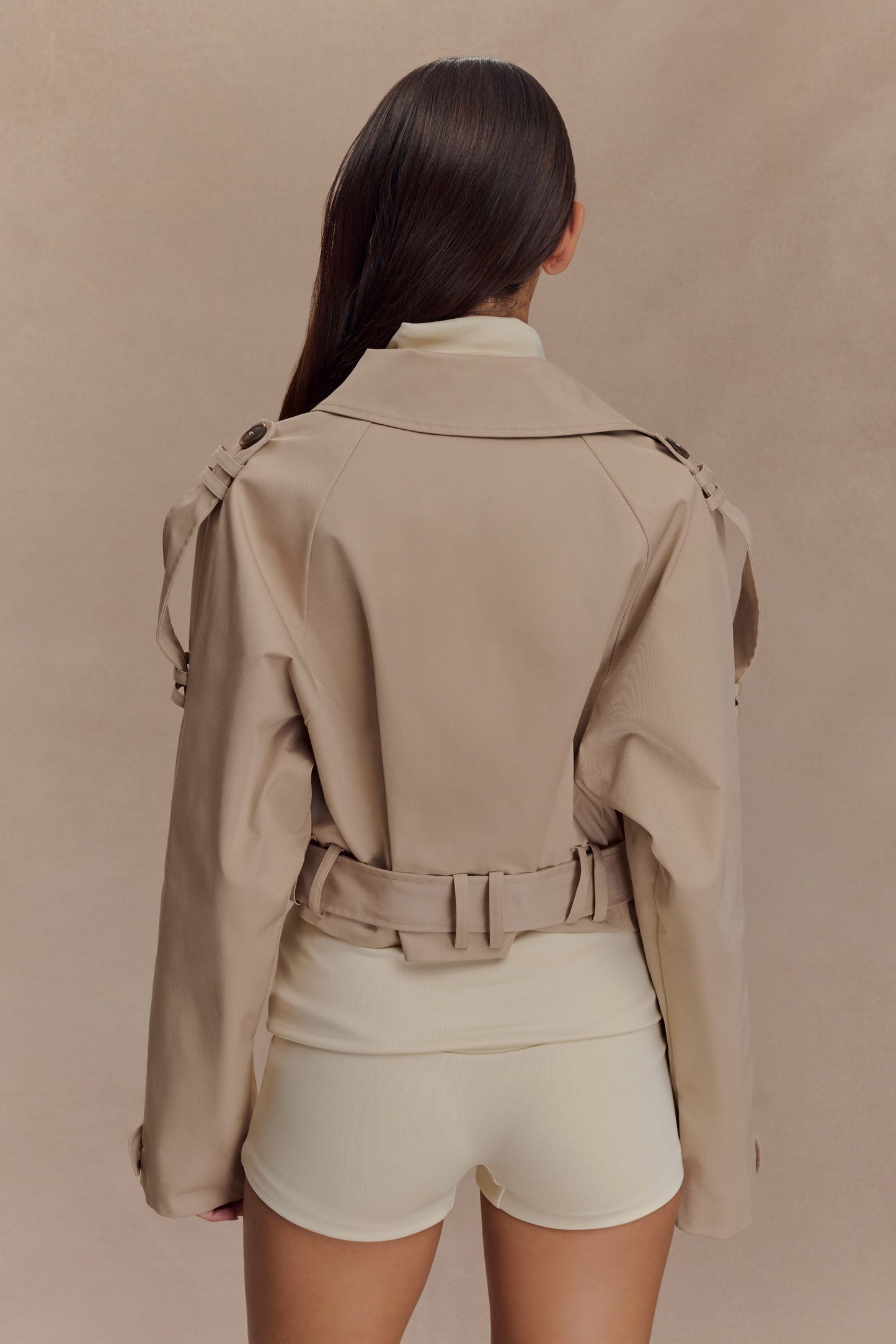 Frank Cropped Collared Jacket - Camel