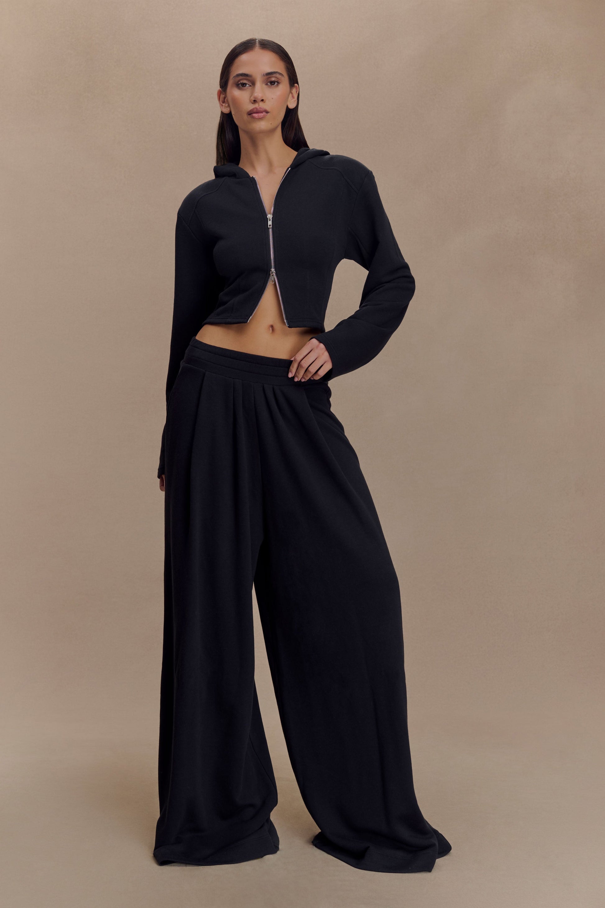 Aspen Gathered Wide Leg Jogger - Black #4