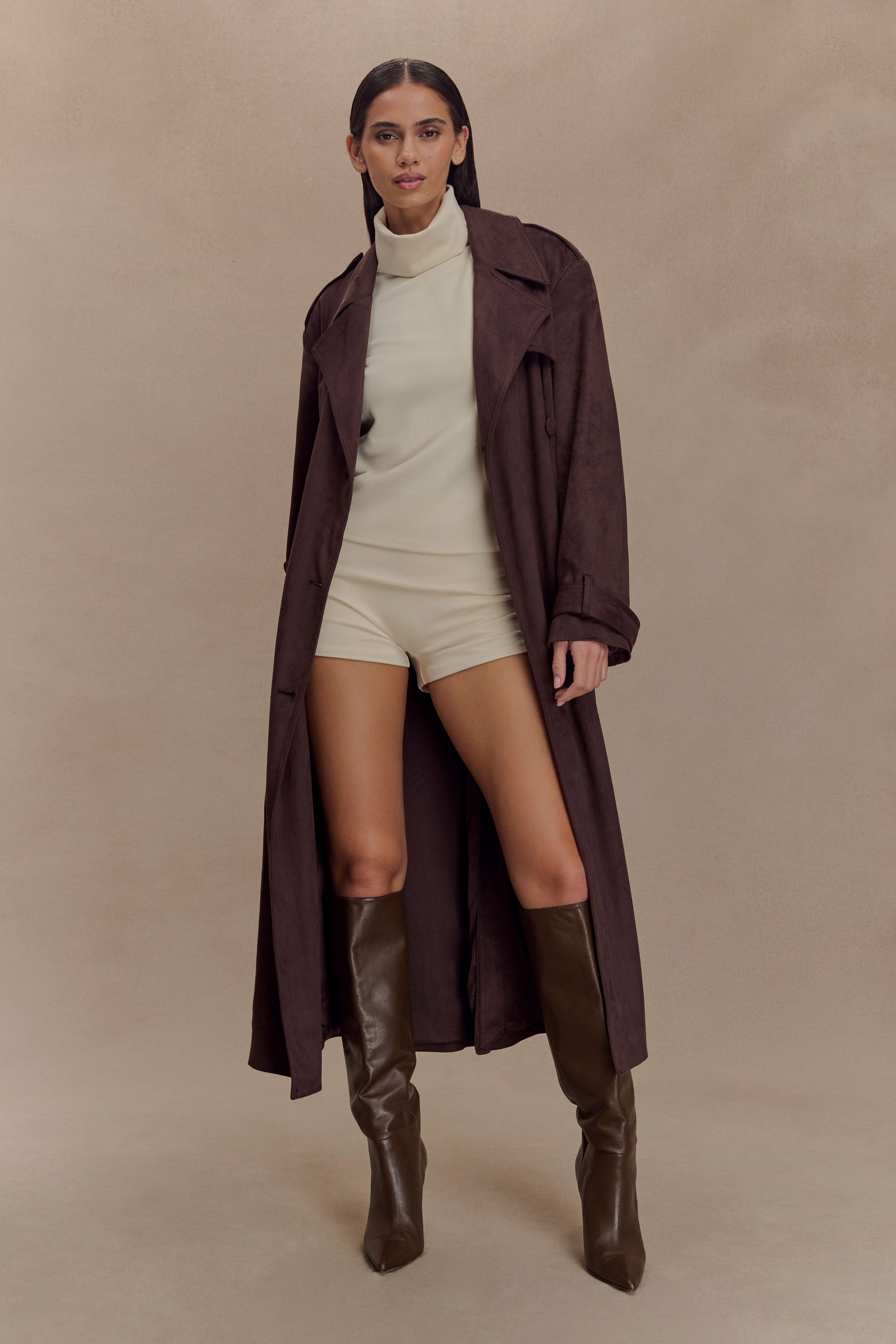 Marc Faux Suede Coat - Cocoa Chocolate #4