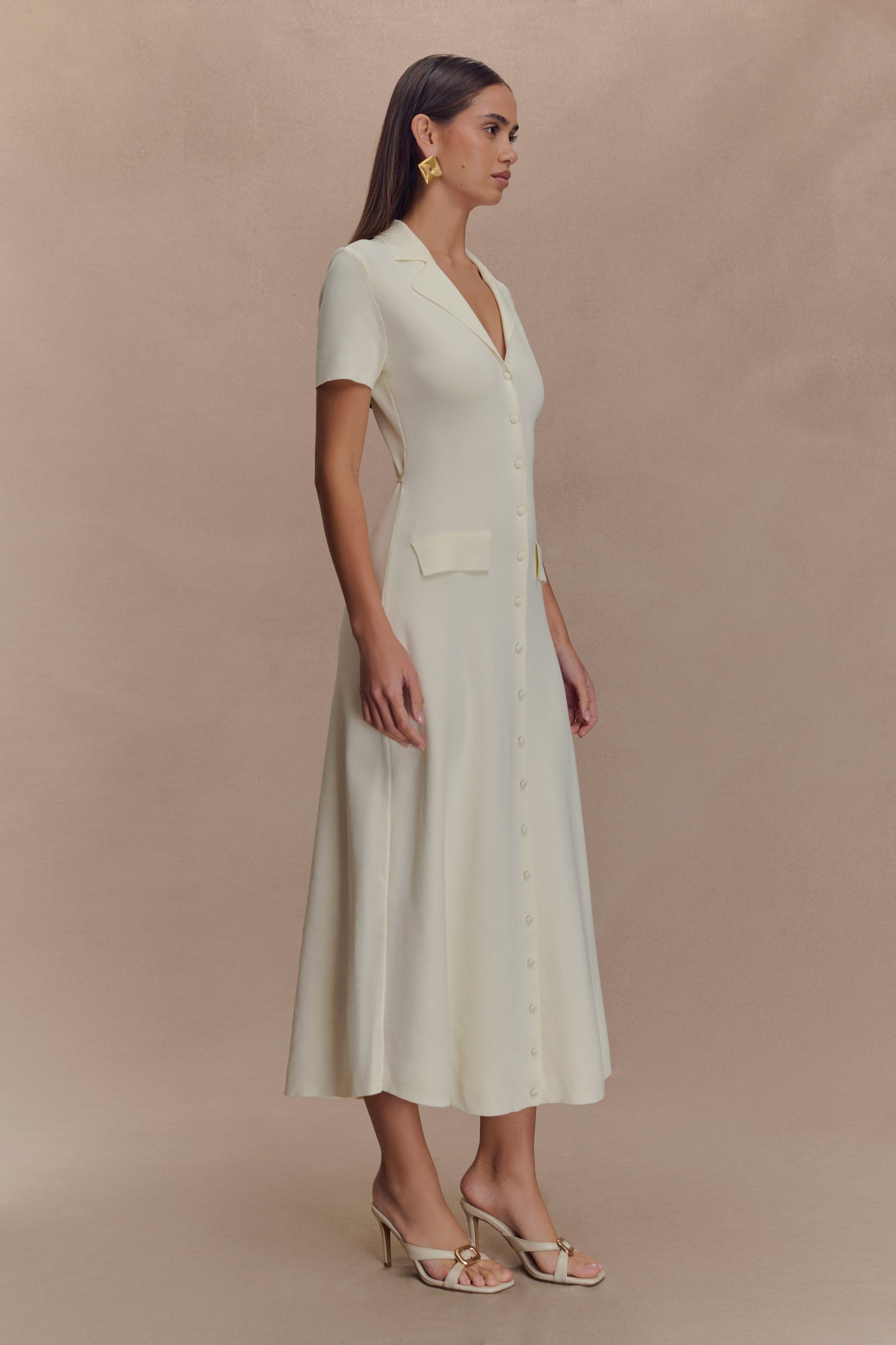 Pearson Short Sleeve Knit Midi Dress - Ivory #4
