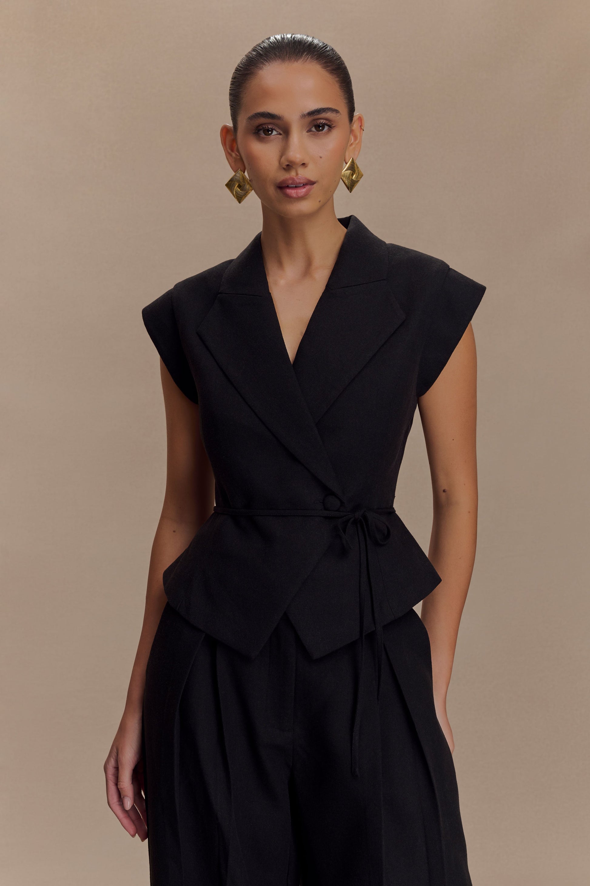 Andina Shortsleeve Linen Top - Black #3