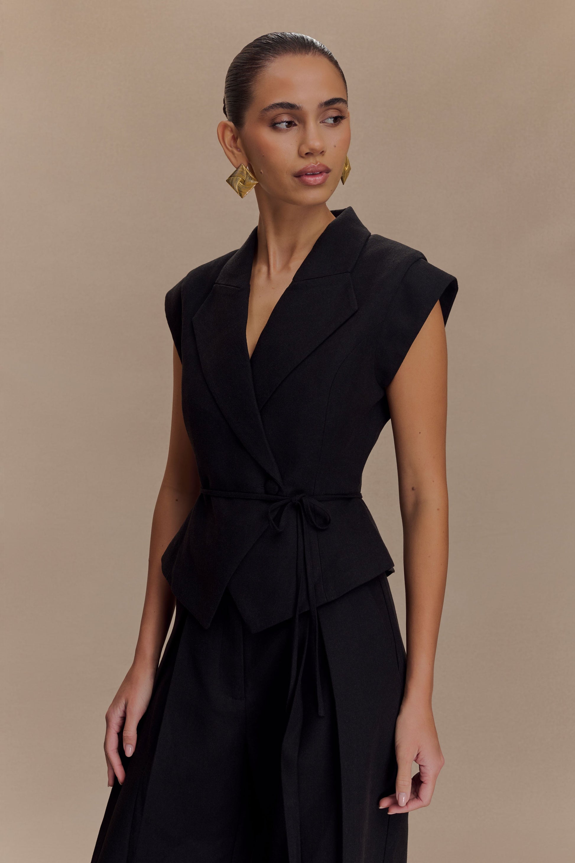 Andina Shortsleeve Linen Top - Black #5