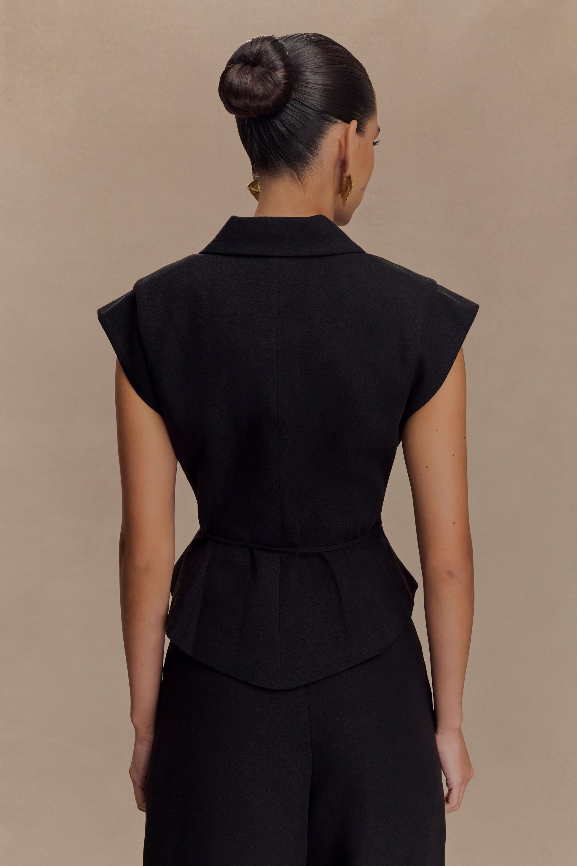 Andina Shortsleeve Linen Top - Black #4