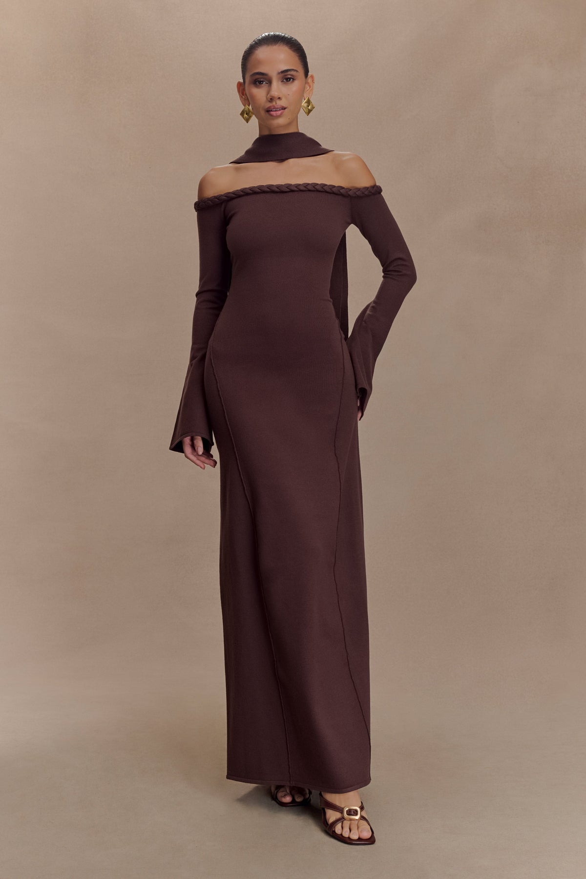 Heidi Strapless Knit Scarf Maxi Dress - Dark Chocolate #4