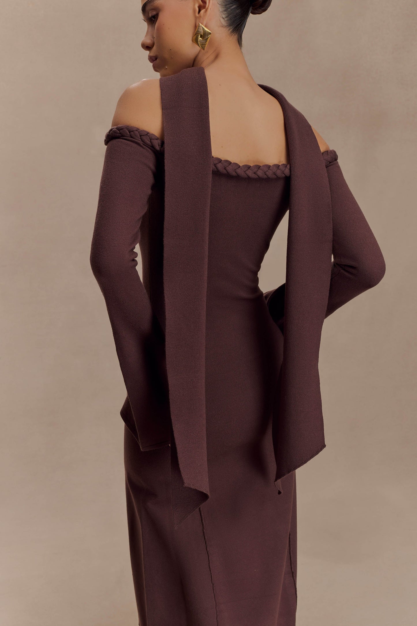 Heidi Strapless Knit Scarf Maxi Dress - Dark Chocolate