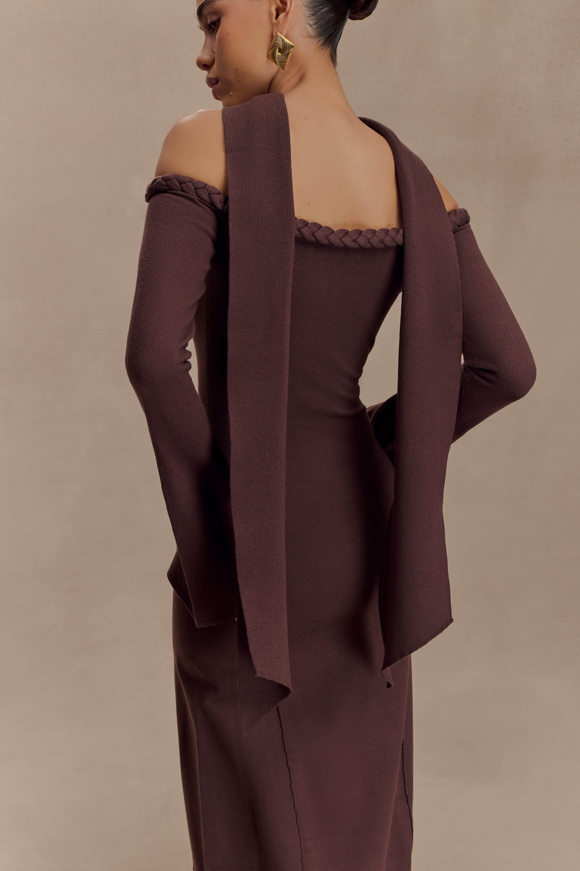 Heidi Strapless Knit Scarf Maxi Dress - Dark Chocolate #3