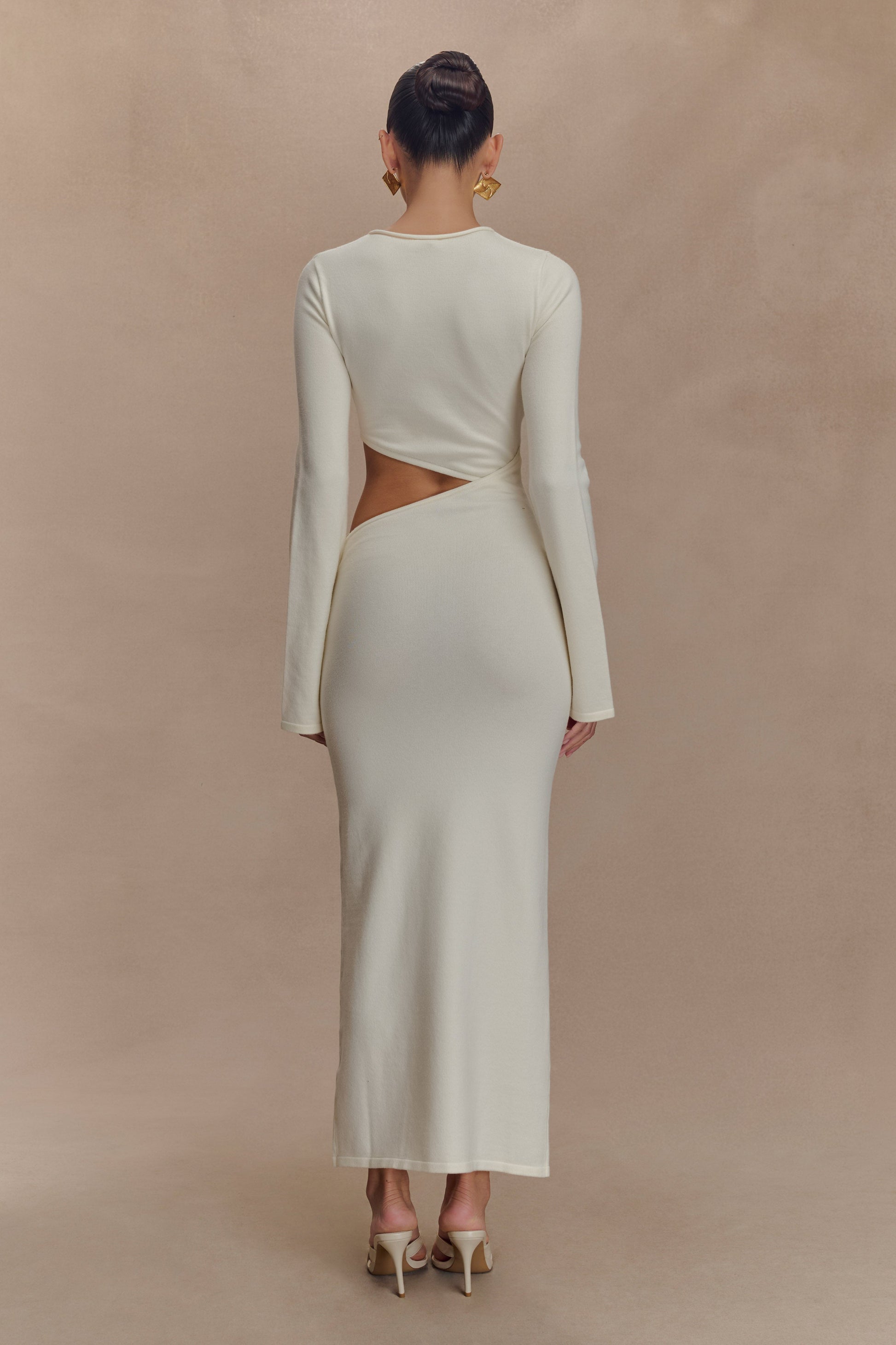 Azariah Long Sleeve Knit Midi Dress - Ivory #2