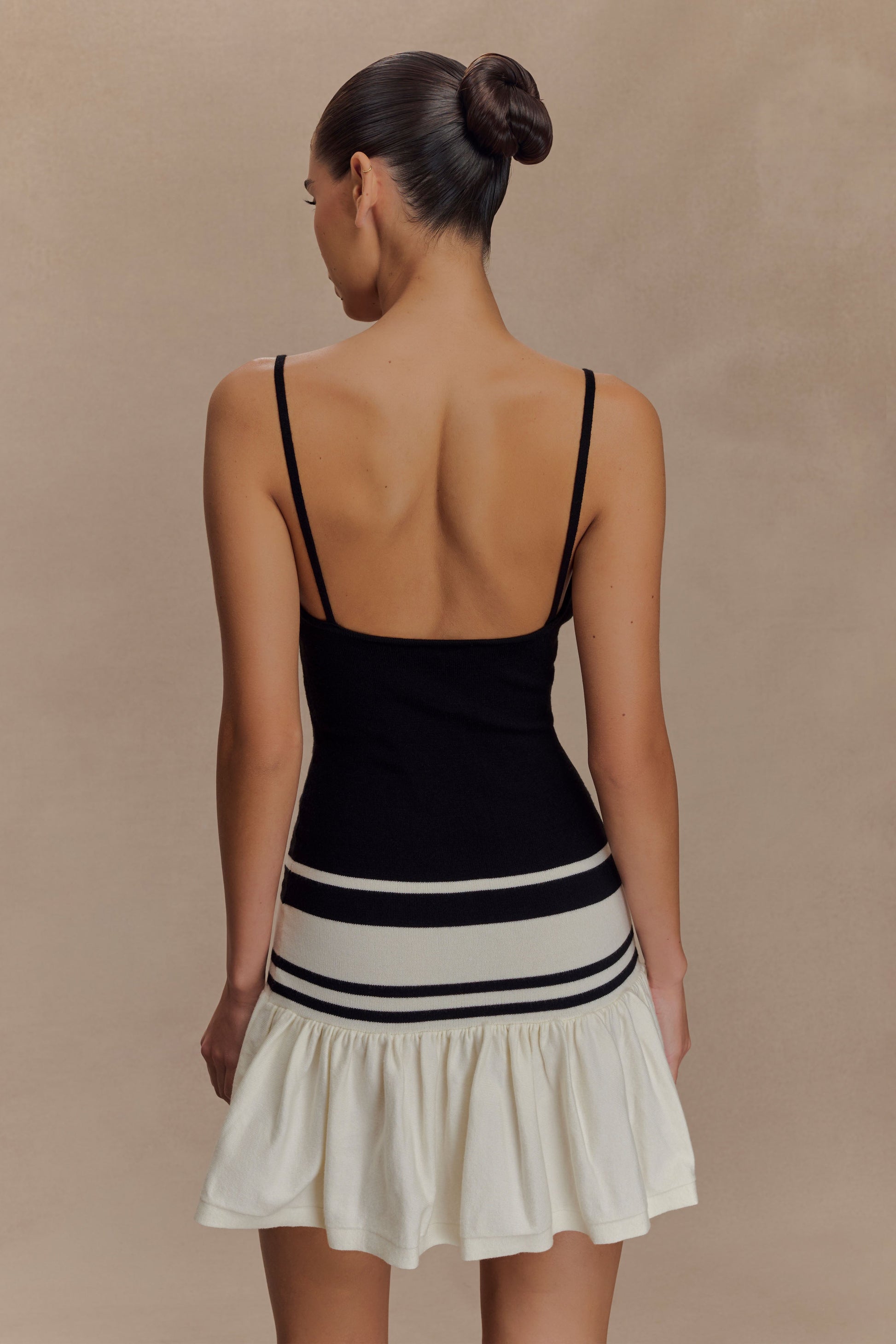 Ellison Contrast Knit Mini Dress - Black/White #2