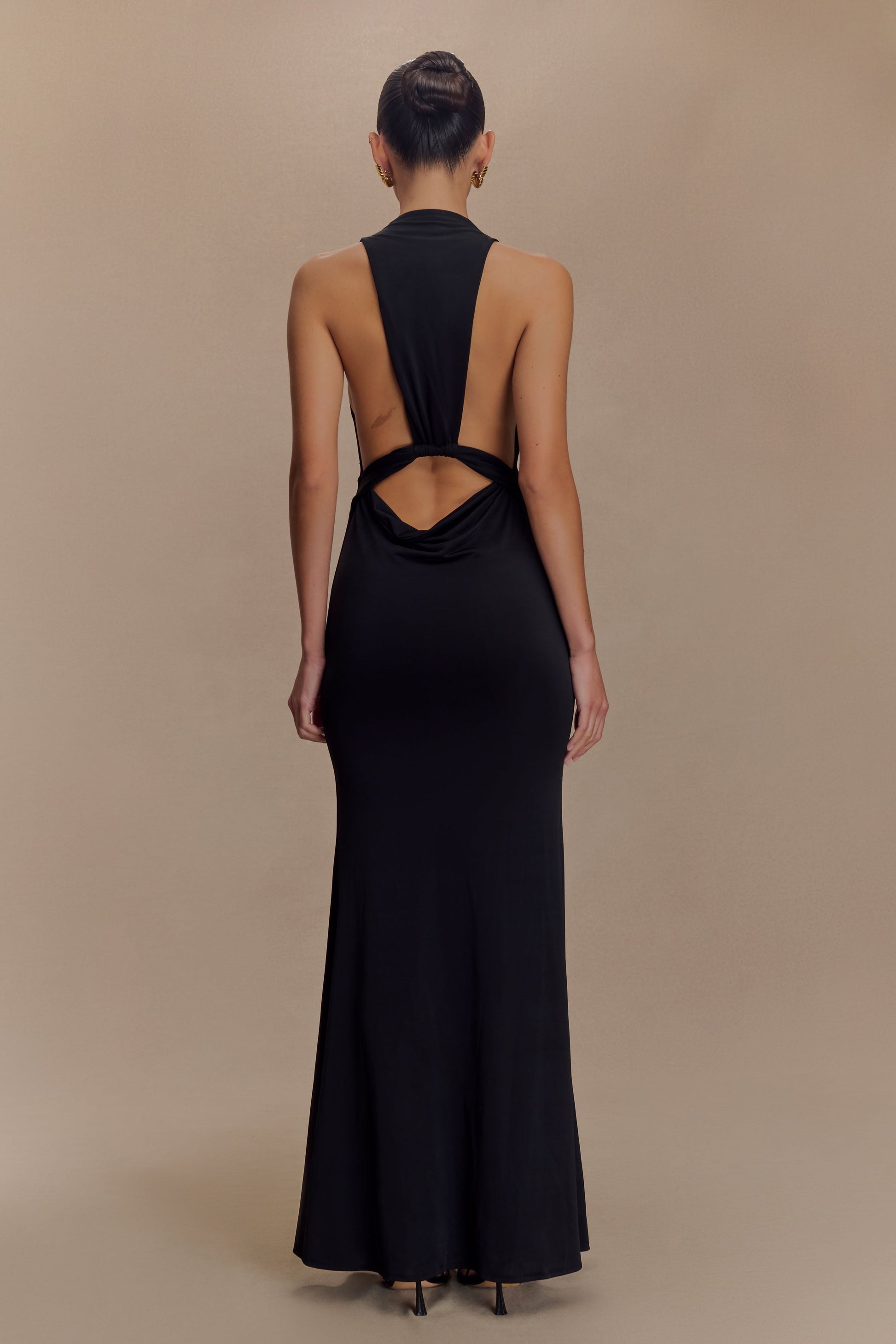 Elke Slinky V Neck Maxi Dress - Black #3