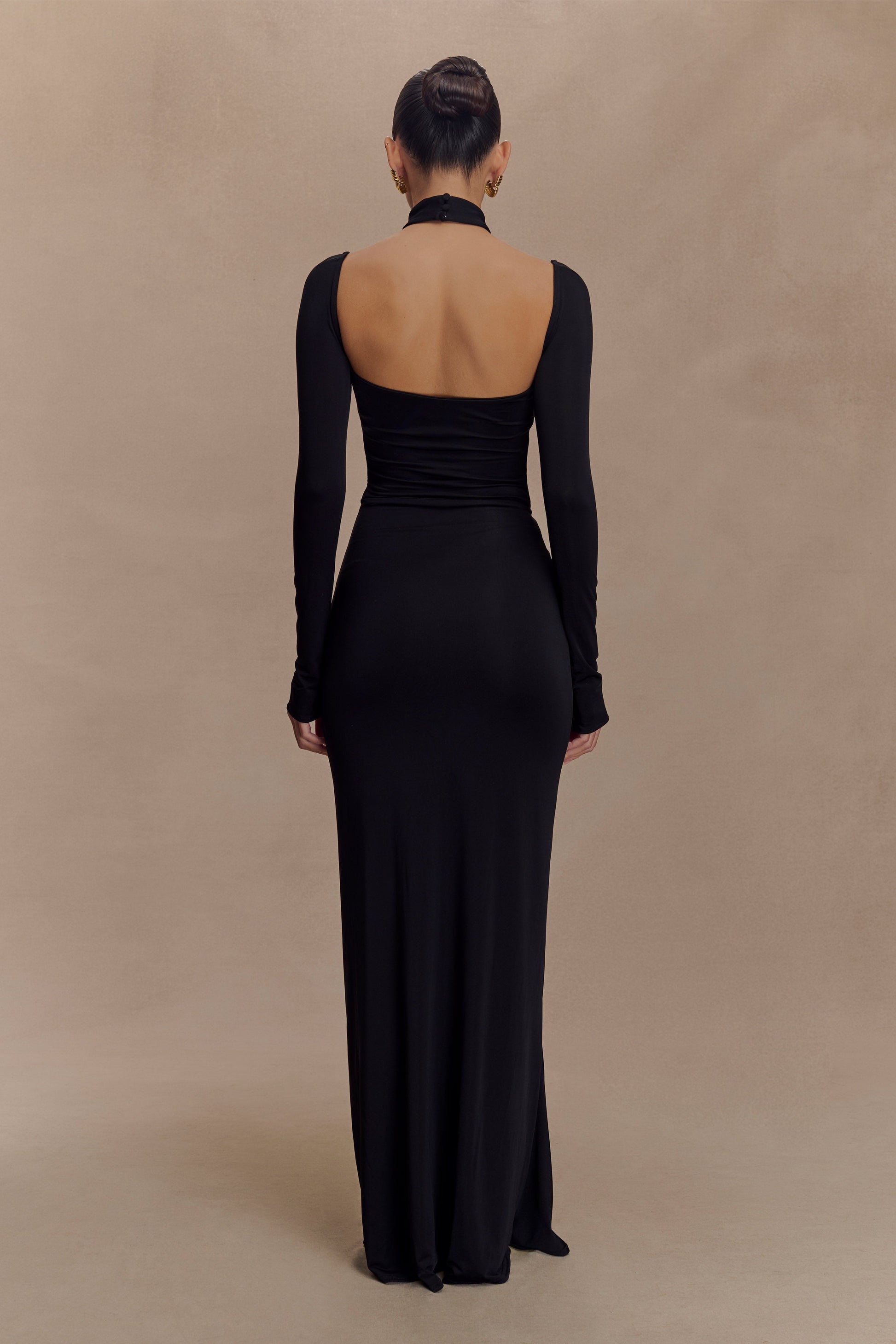 Lyndon Long Sleeve Slinky Maxi Dress - Black #3