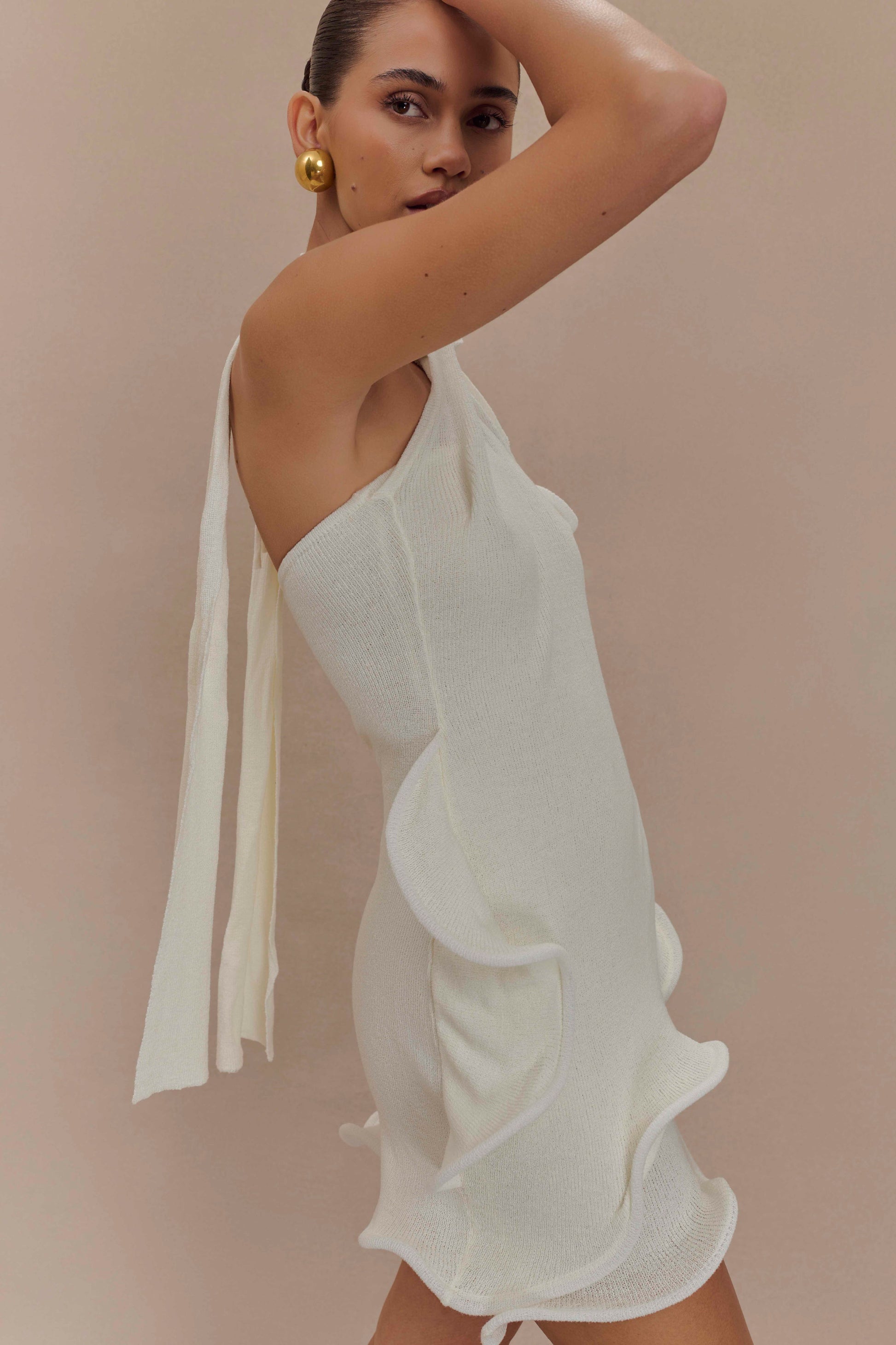 Caprice Halter Knit Mini Dress - White #3