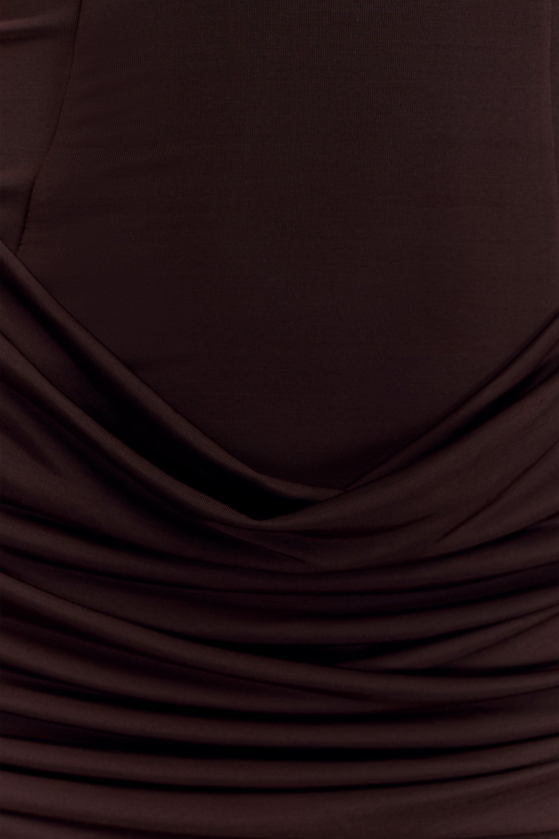 Mattea Slinky And Mesh Mini Dress With Scarf - Dark Chocolate #4