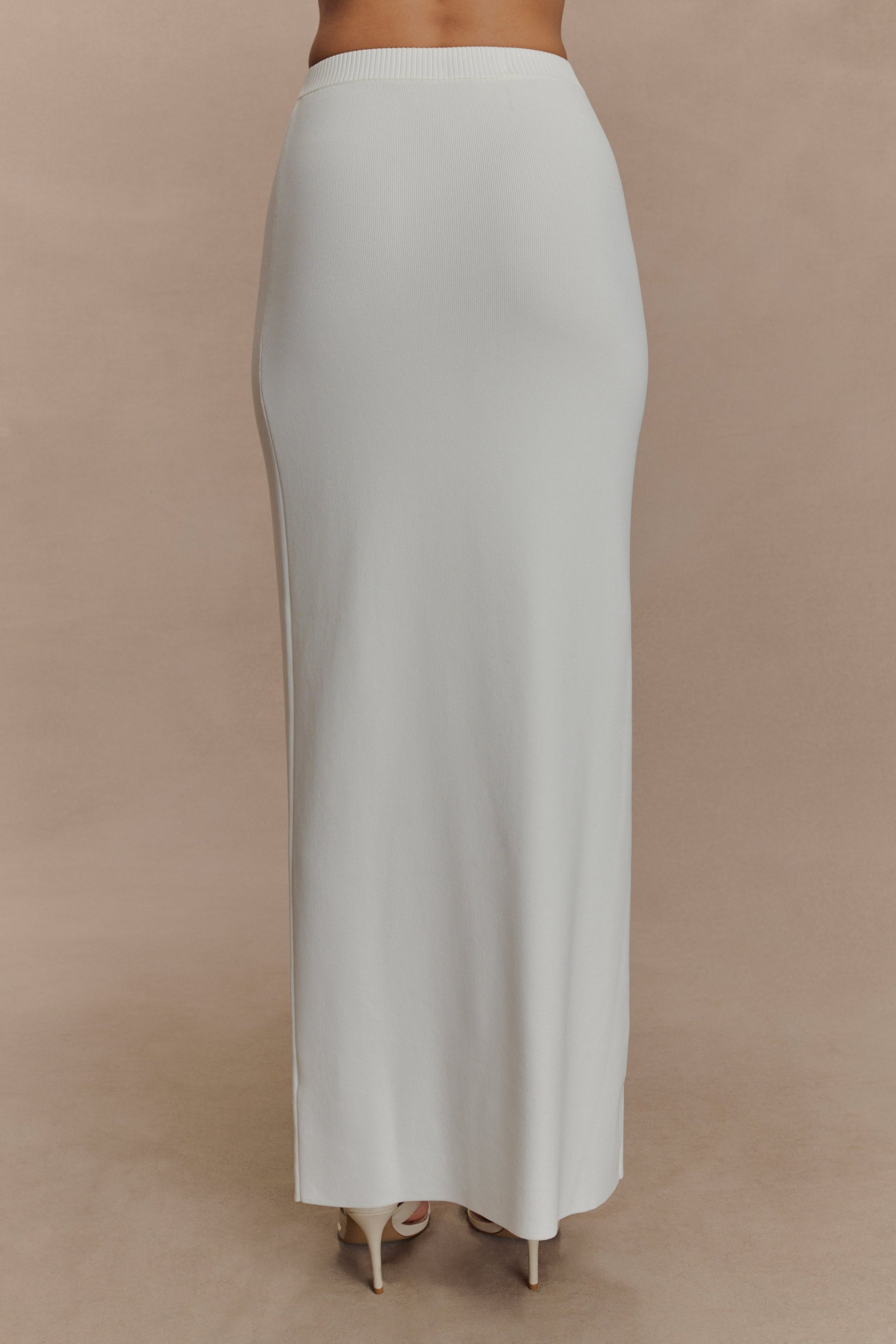 Francisca Mid Rise Knit Maxi Skirt - White #2
