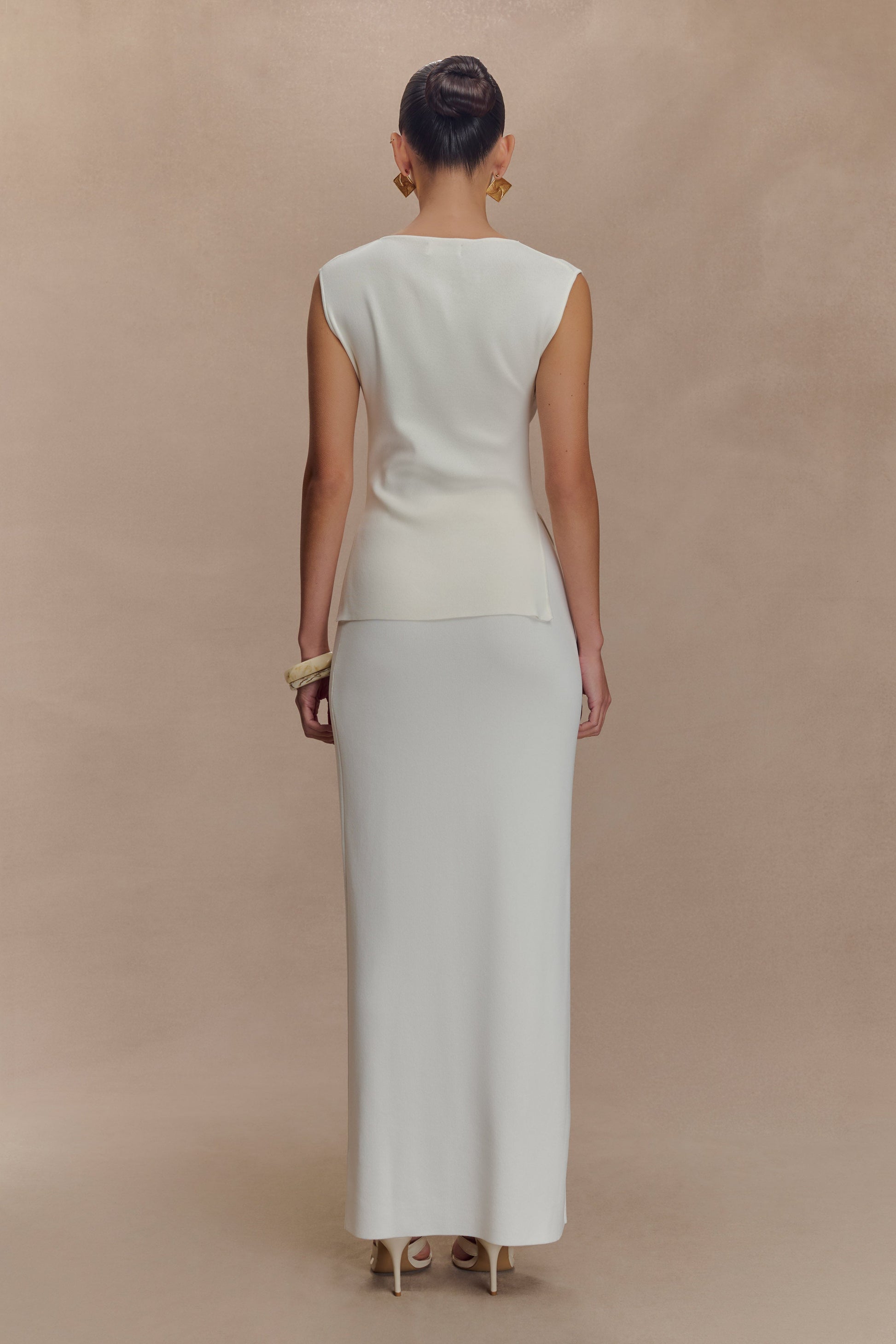 Francisca Mid Rise Knit Maxi Skirt - White #5