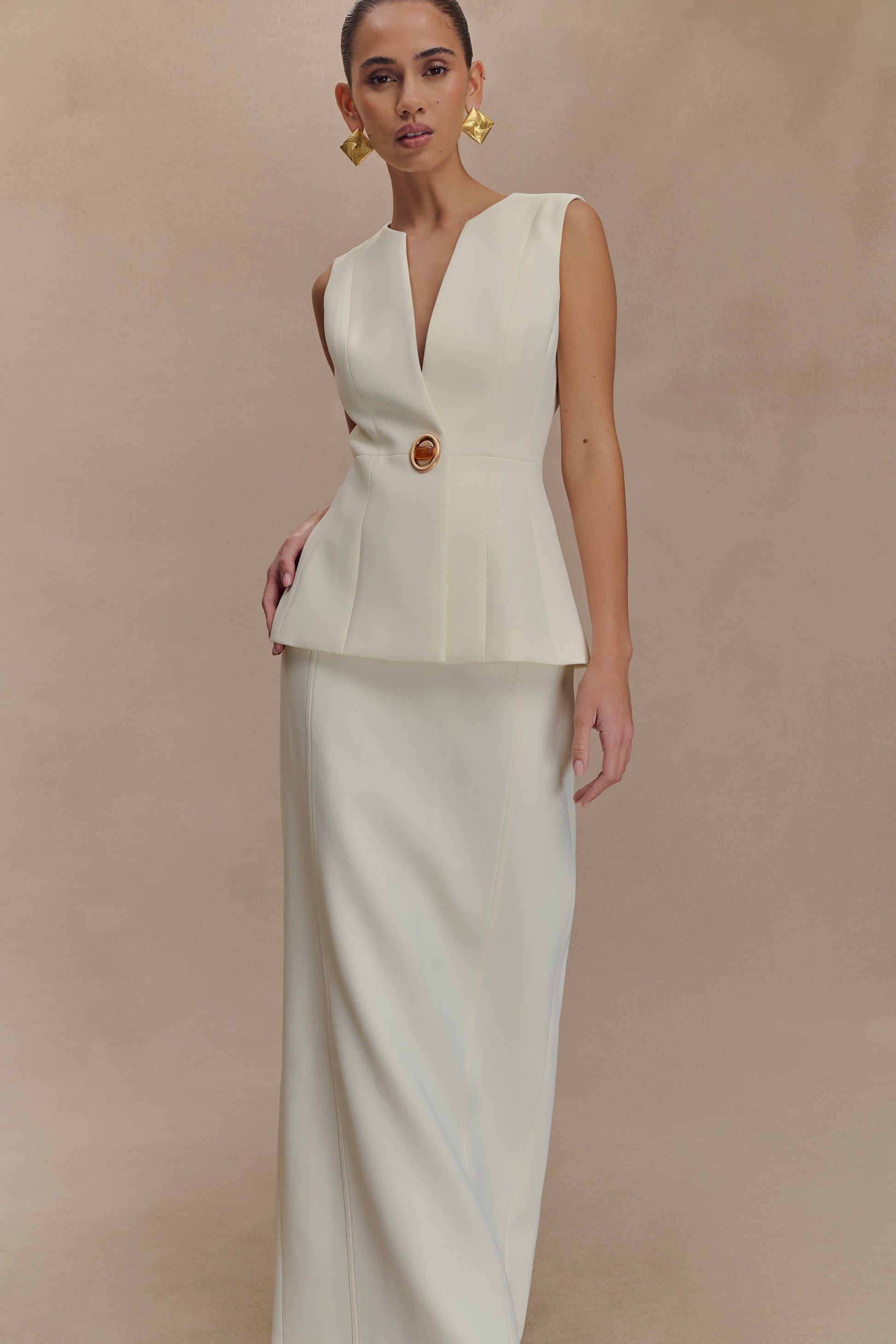 Angelie Suiting Maxi Skirt - Ivory #4