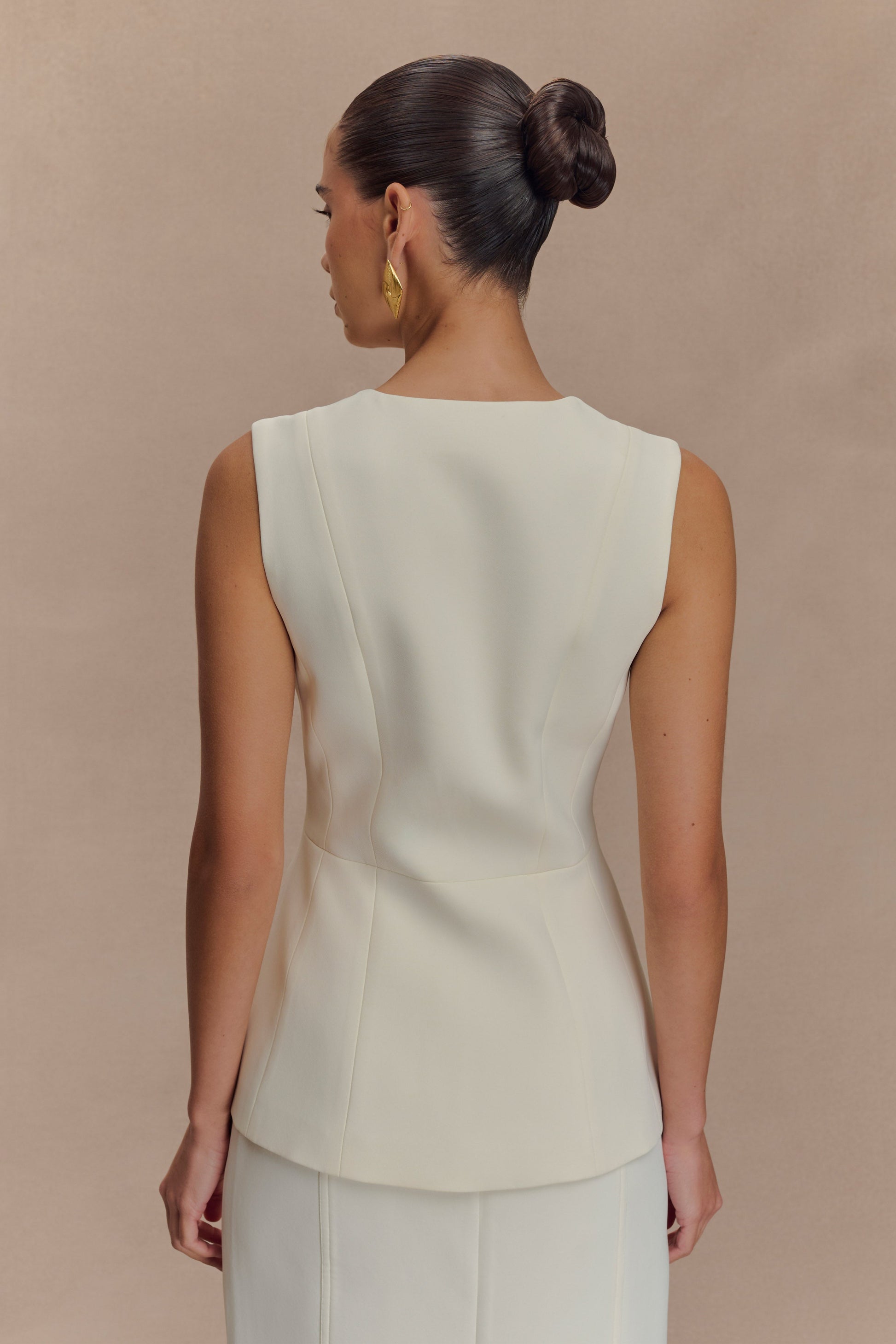 Angelie Suiting Vest Top - Ivory #2