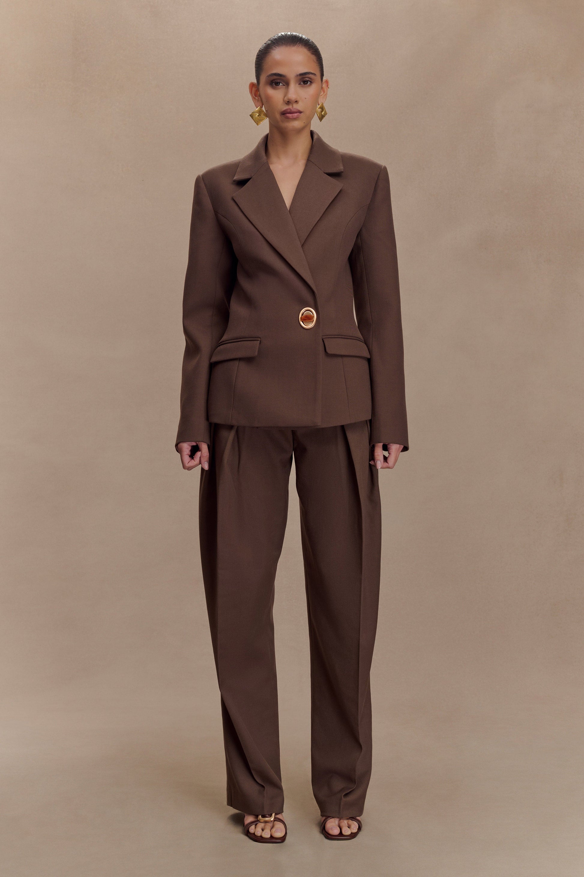 Penelope Pleated High Waisted Pants - Chocolate #7