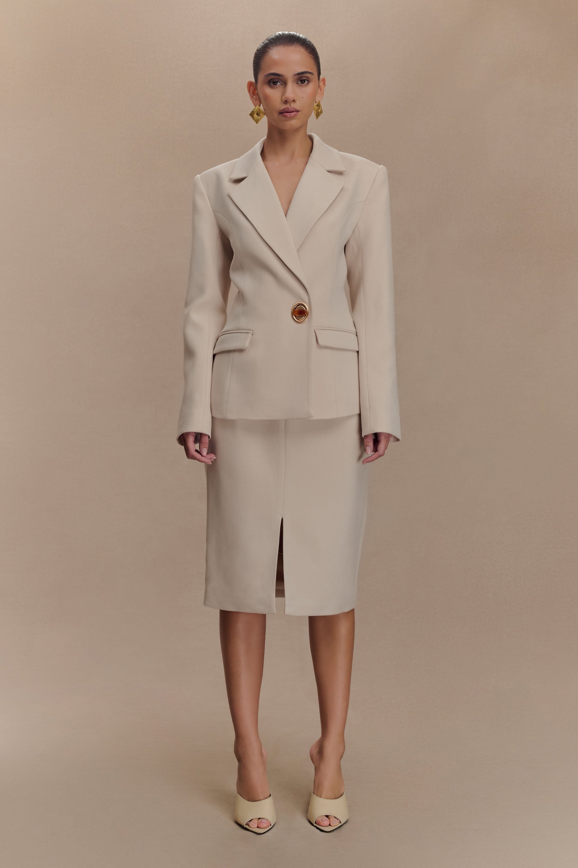 Max Cinched Waist Blazer - Ivory Stone #6