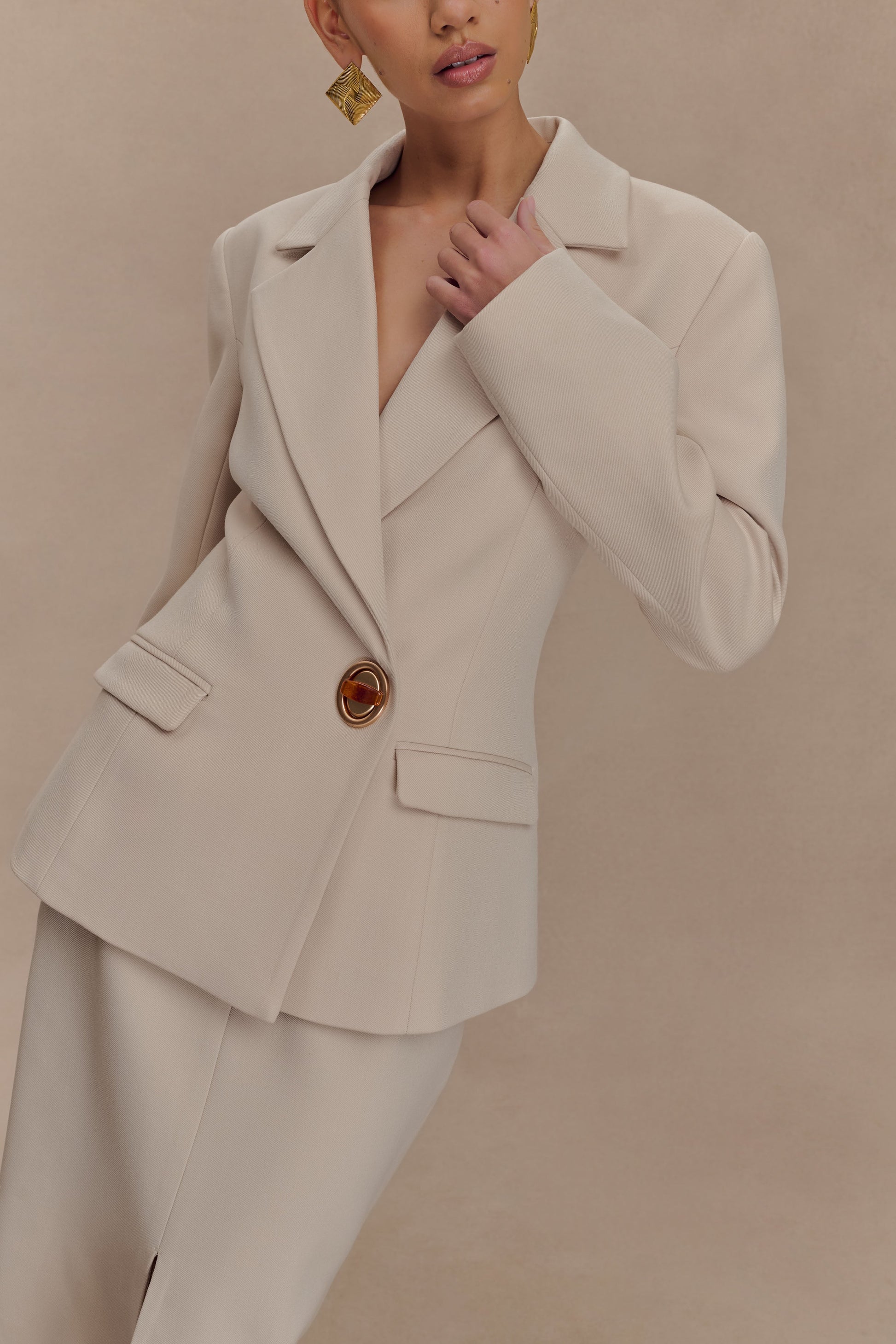 Max Cinched Waist Blazer - Ivory Stone #3