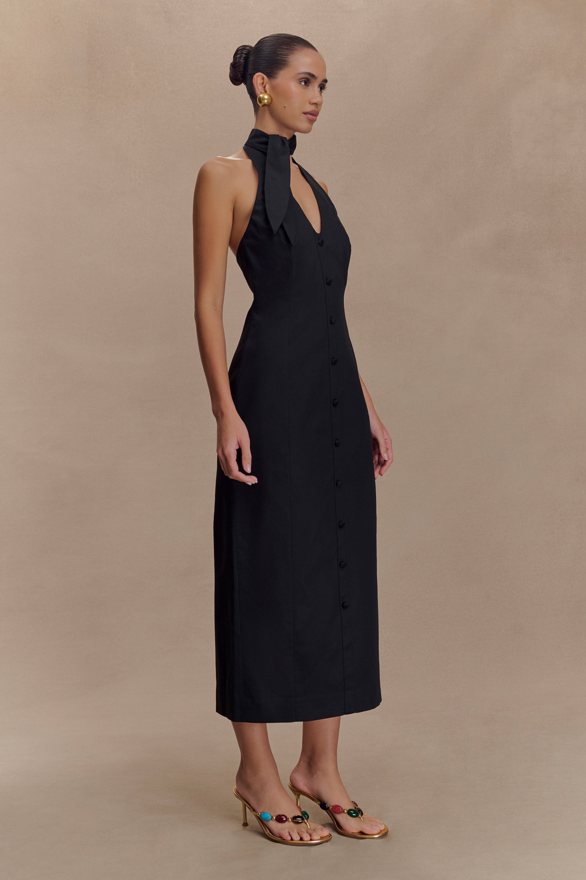 Simona Halter Neck Midi Dress - Black #4