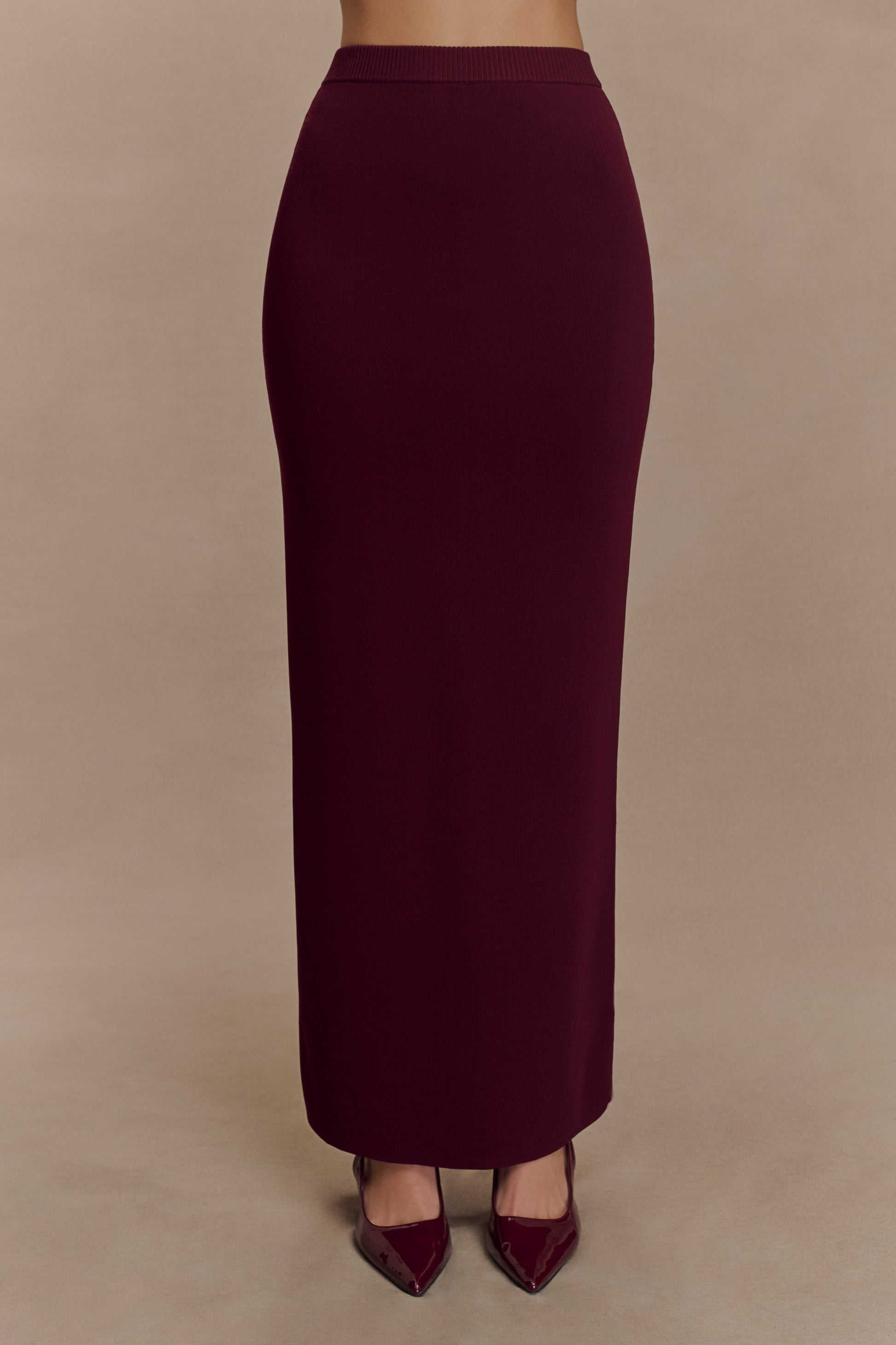 Francisca Mid Rise Knit Maxi Skirt - Merlot #2