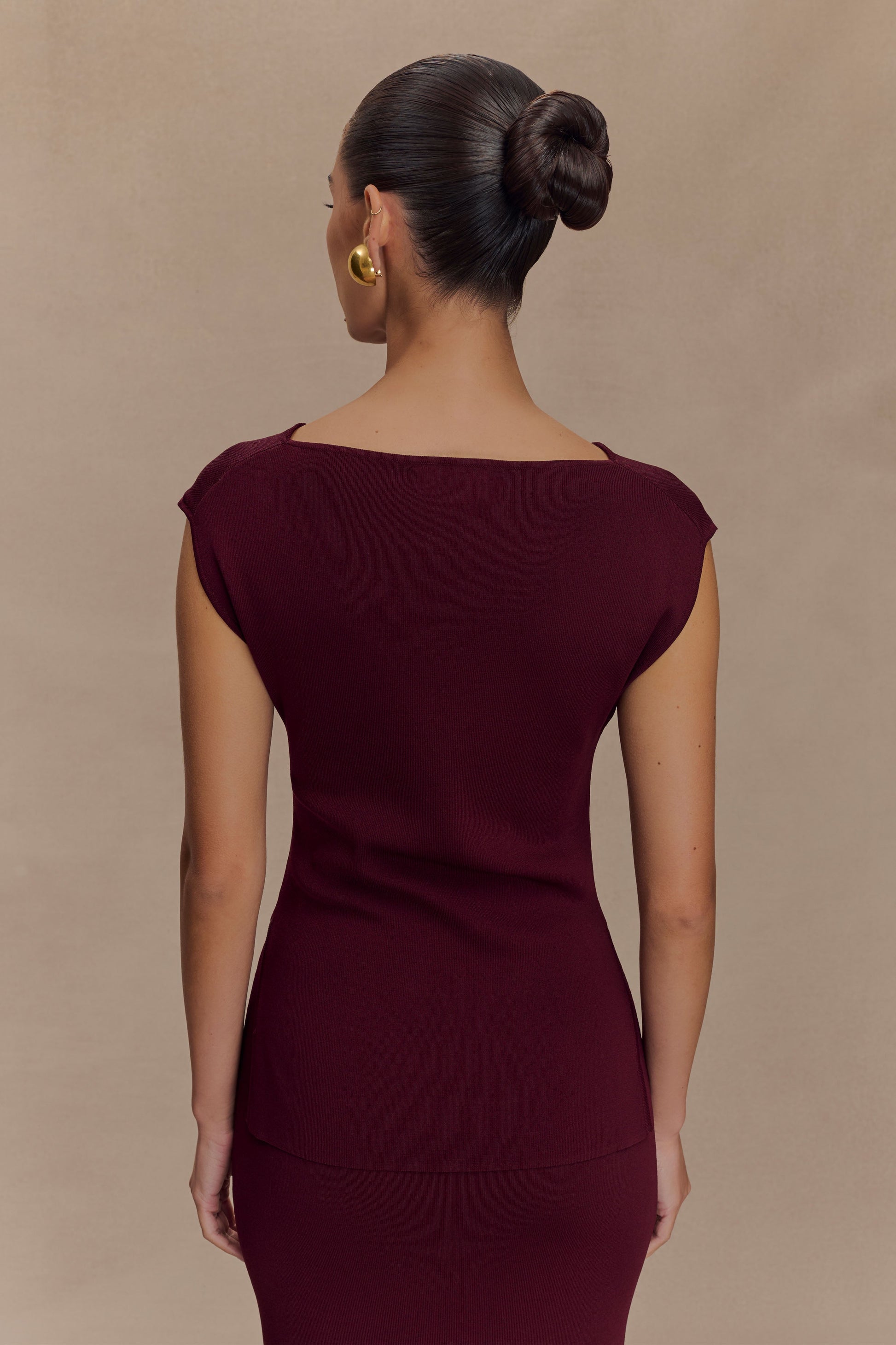 Francisca Cowl Neck Knit Top - Merlot #3