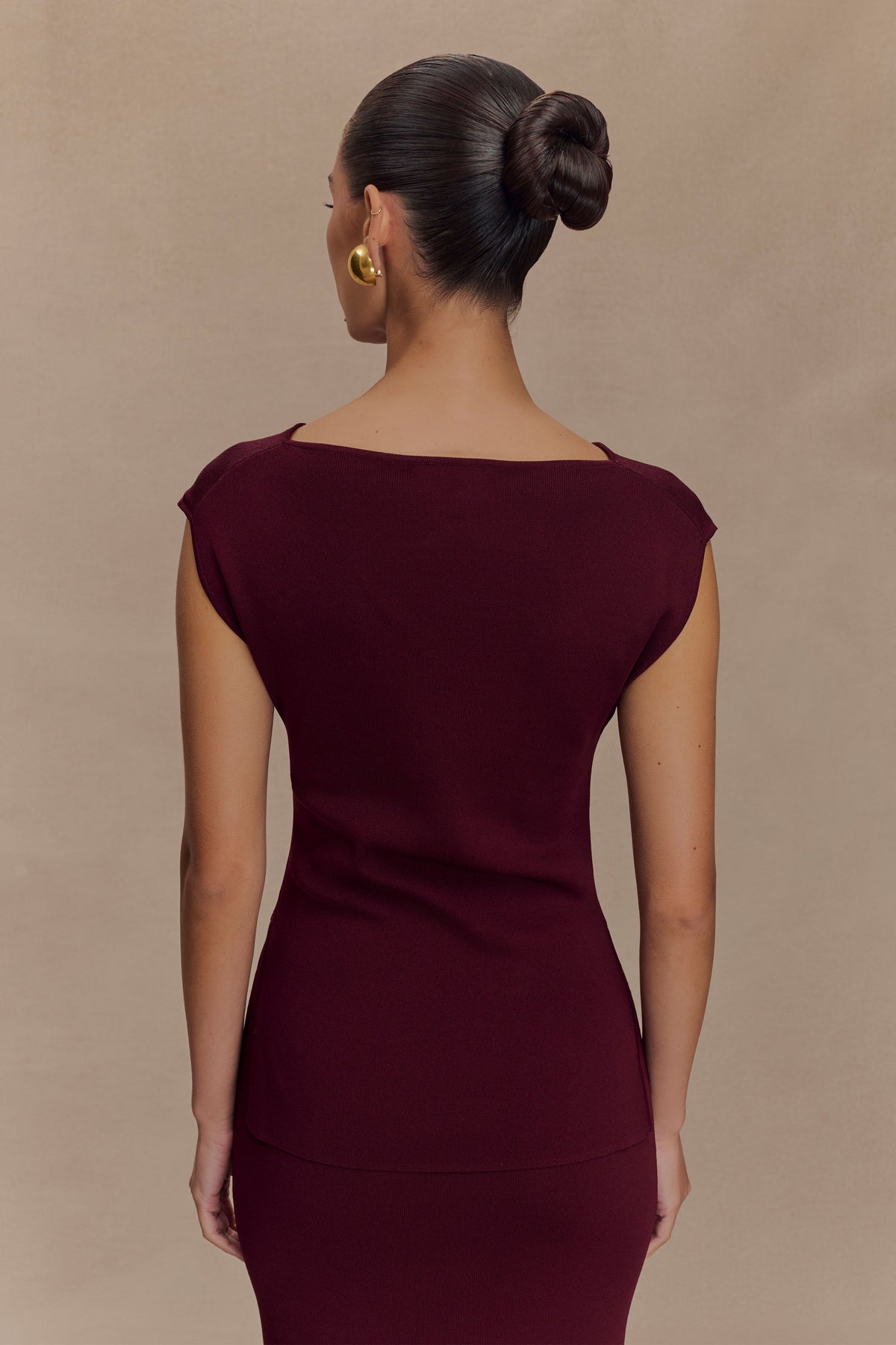 Francisca Cowl Neck Knit Top - Merlot #3