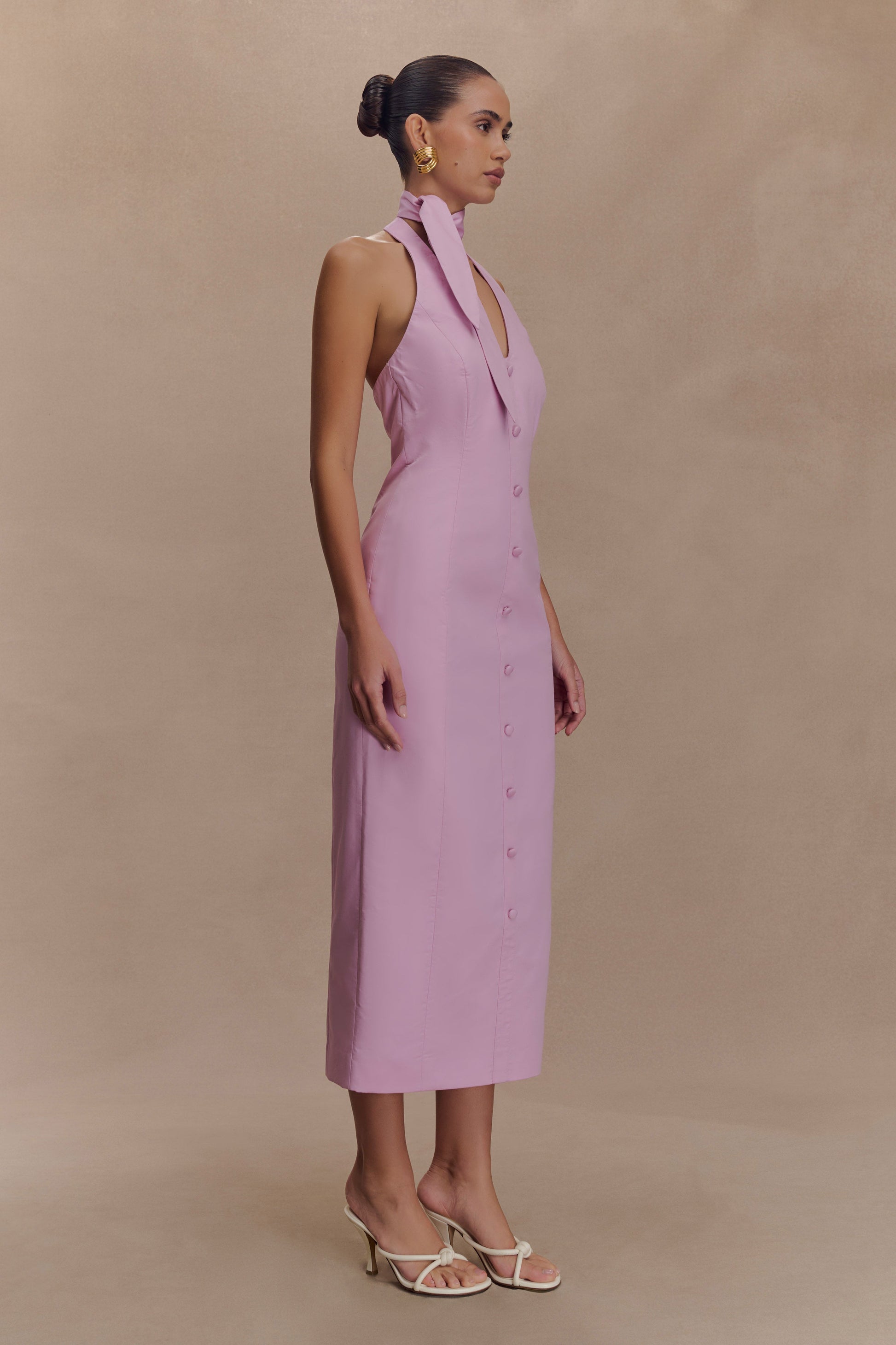 Simona Halter Neck Midi Dress - Blush Pink #4