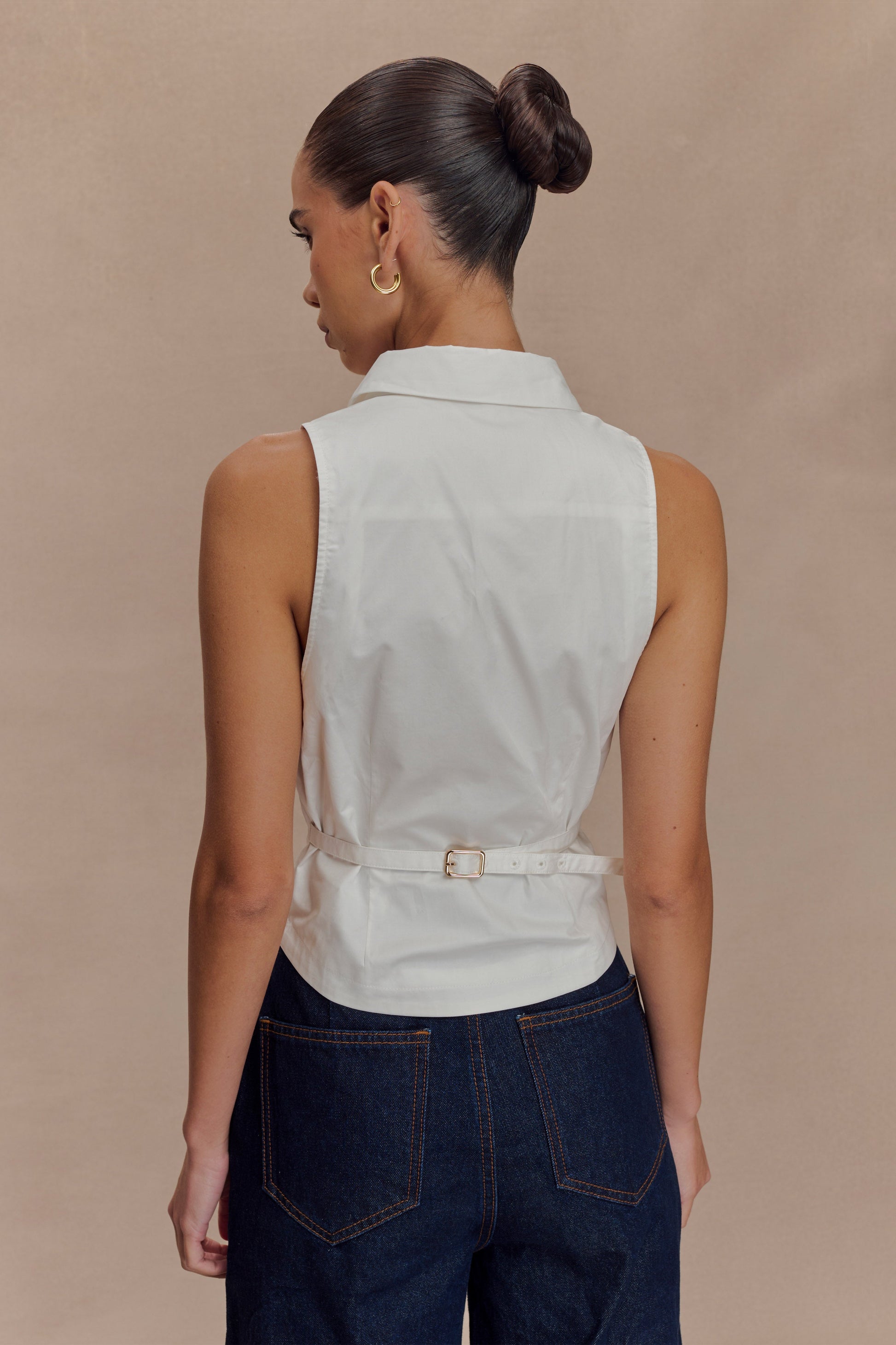 Selene Sleeveless Halter Shirt - White #2