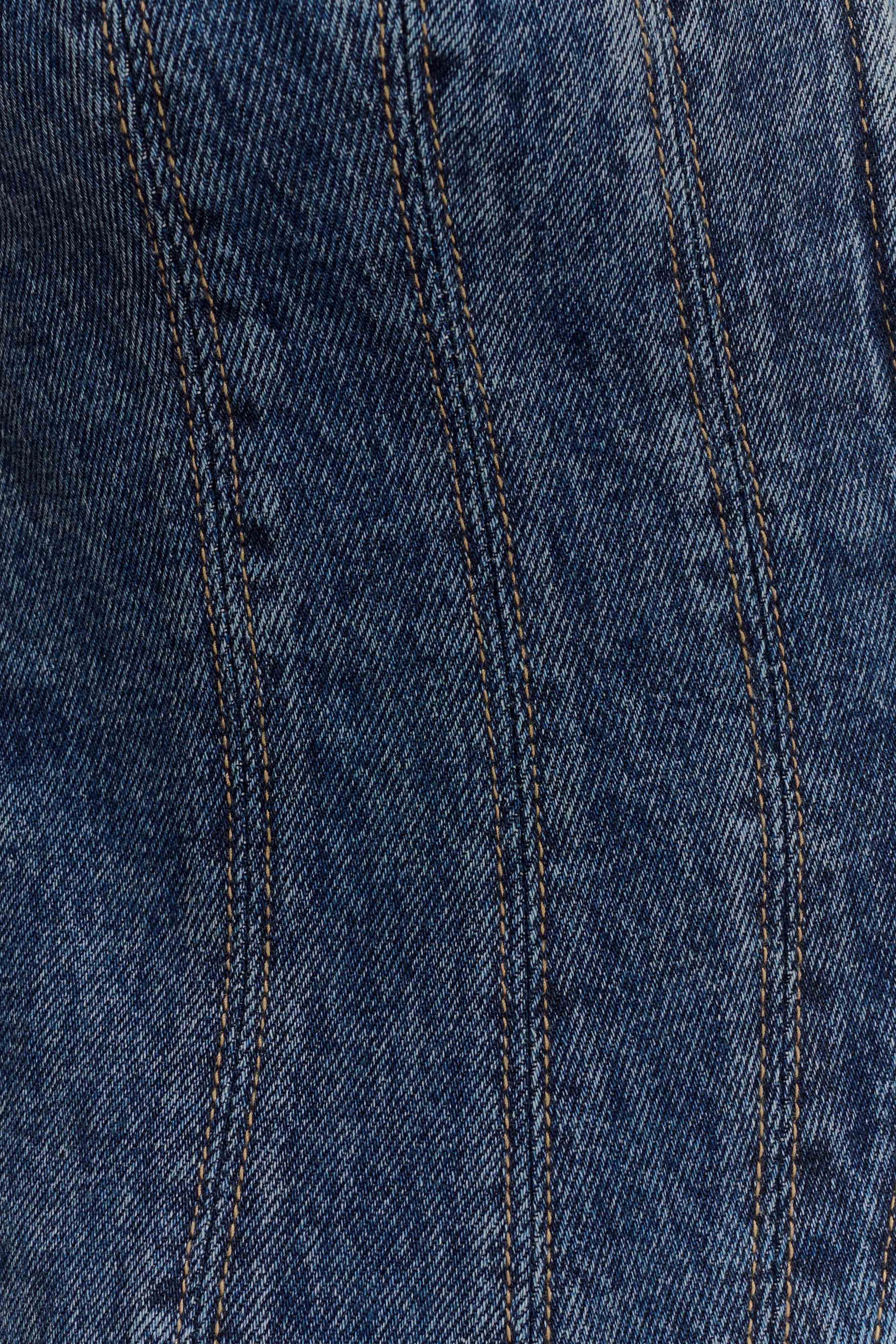 Loretta Cap Sleeve Denim Top - Washed Dark Blue #7