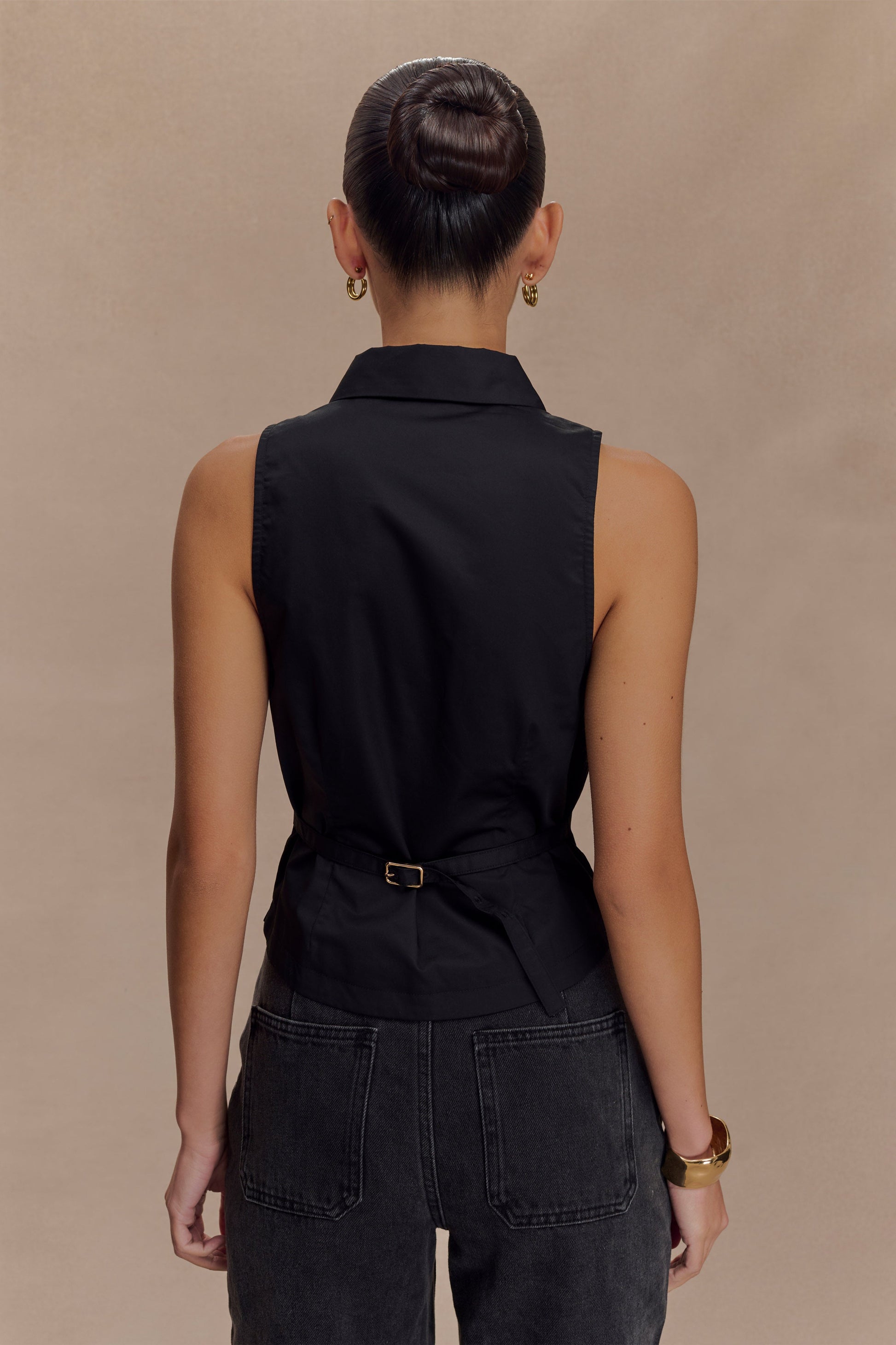 Selene Sleeveless Halter Shirt - Black #2
