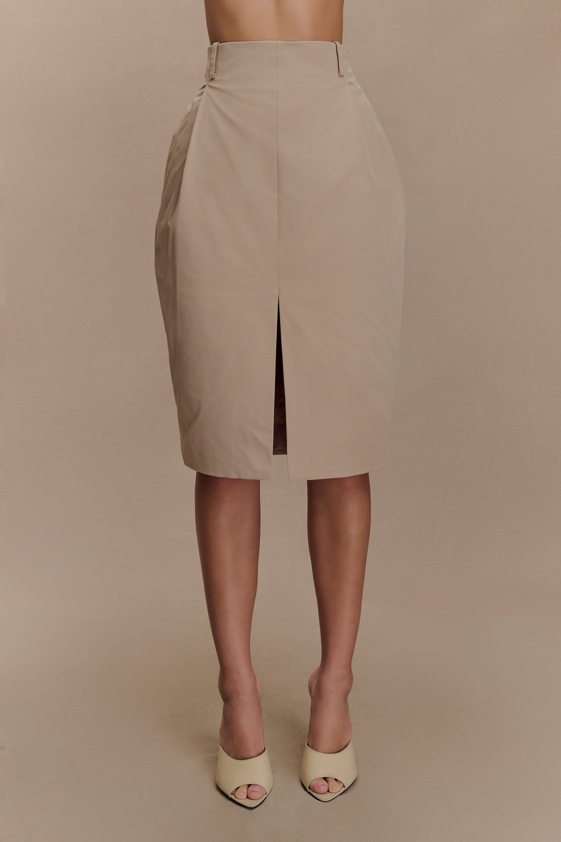 Vera Twill Split Front Midi Skirt - Camel #4