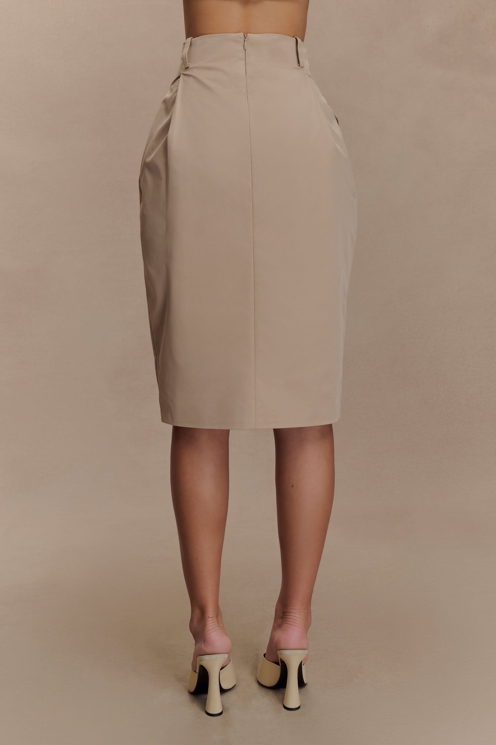 Vera Twill Split Front Midi Skirt - Camel #5