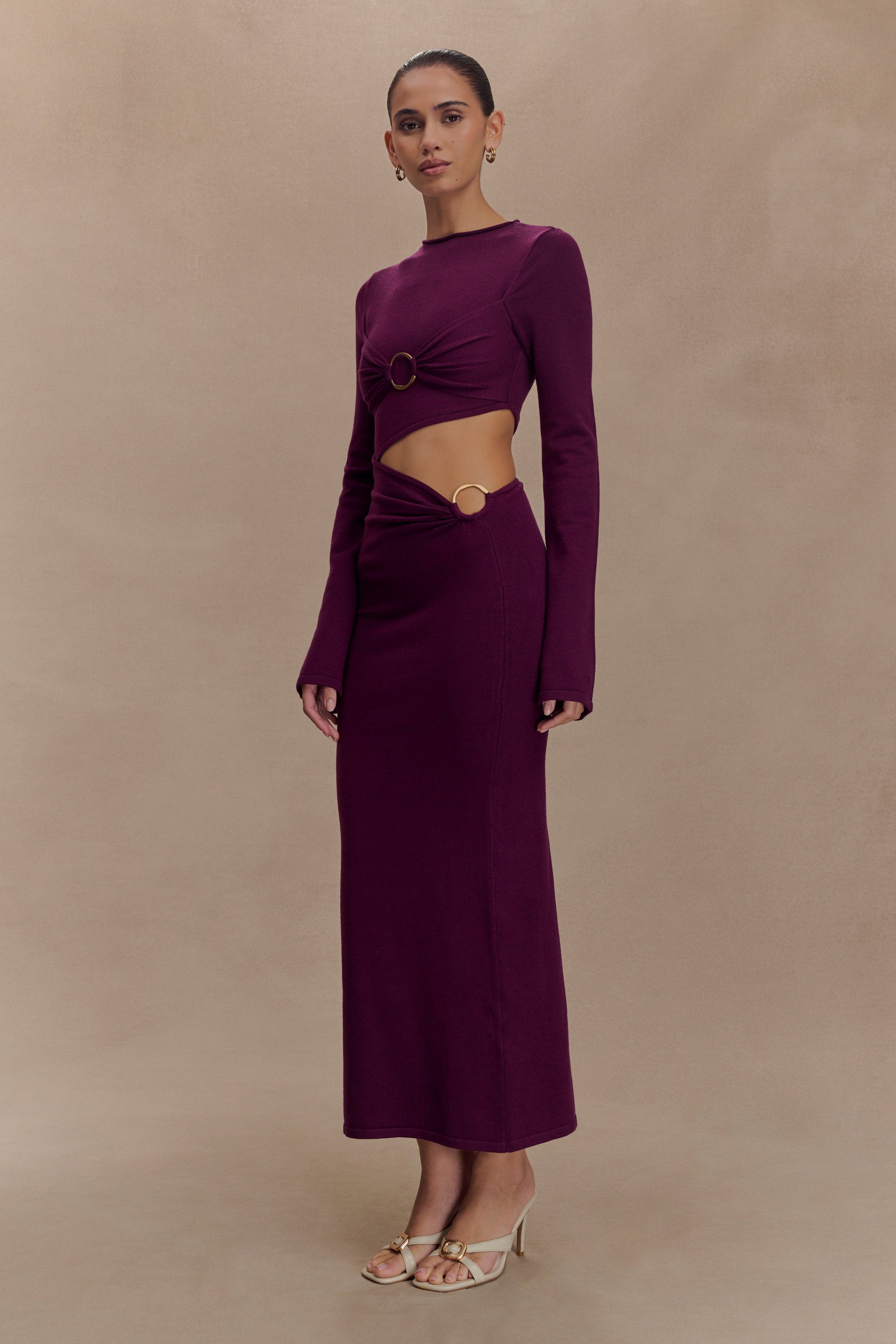 Azariah Long Sleeve Knit Midi Dress - Plum #4