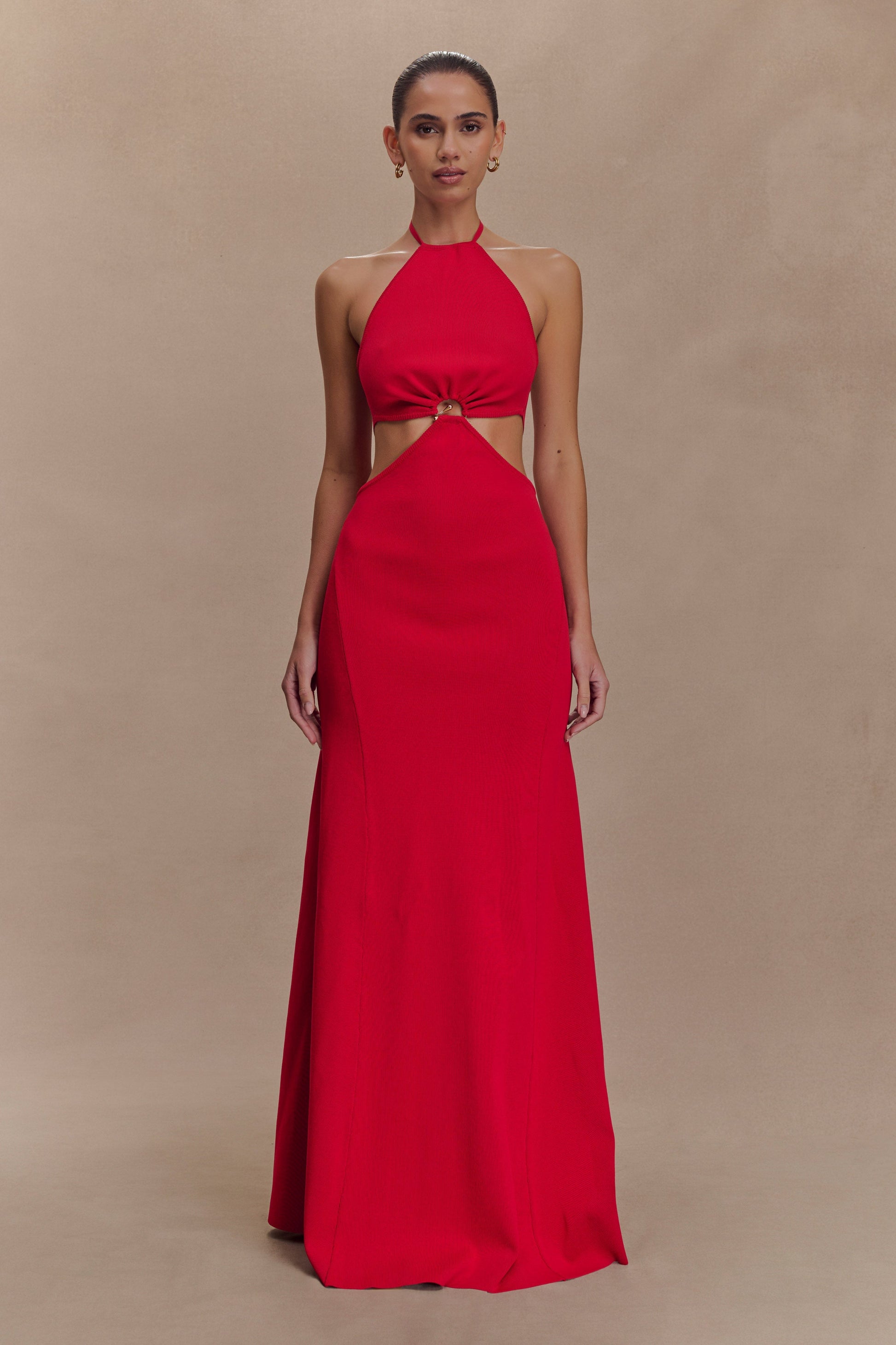 Marlowe Halter Knit Maxi Dress - Red #2