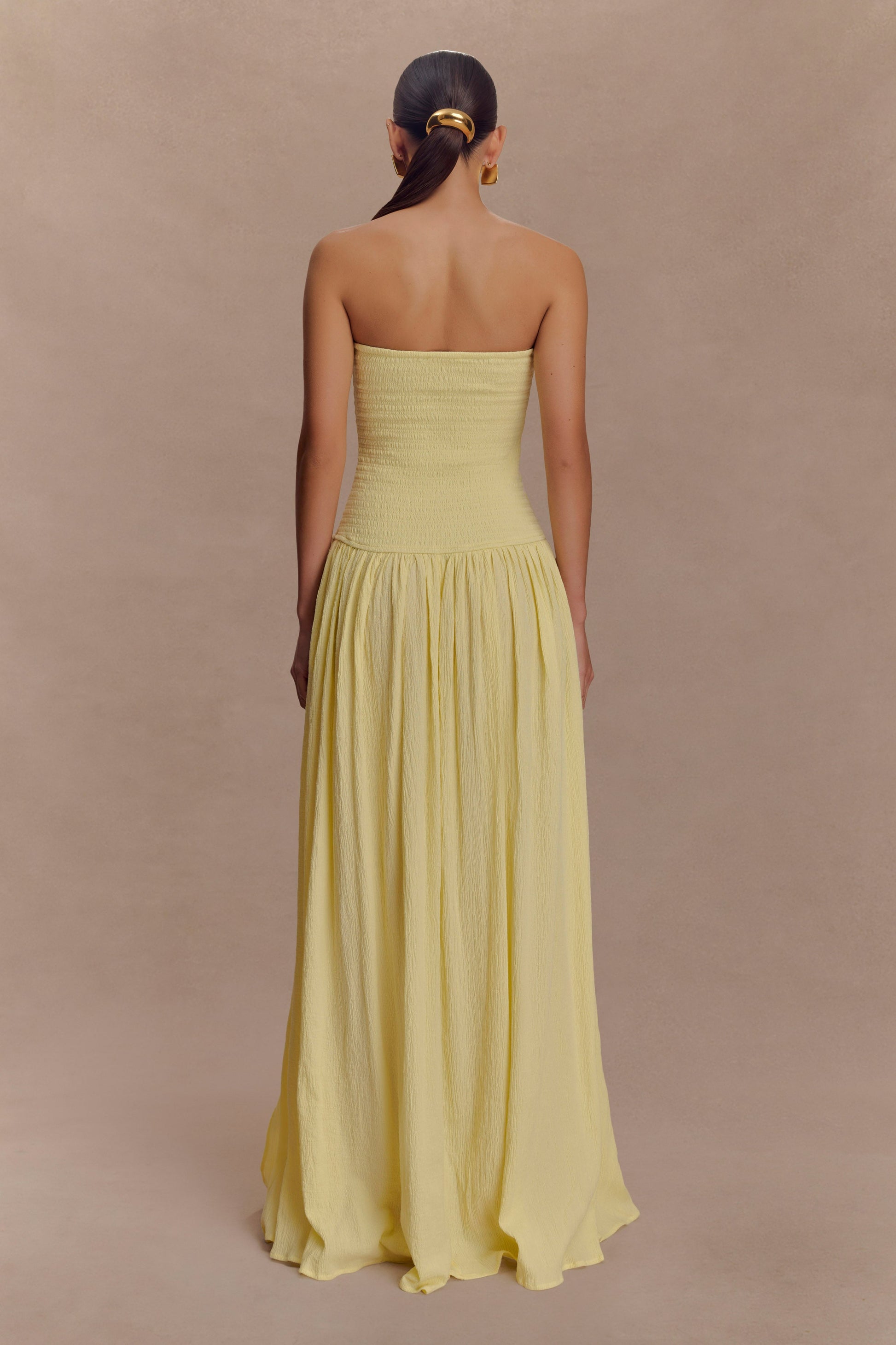 Maureen Cotton Shirring Maxi Dress - Lemon #2