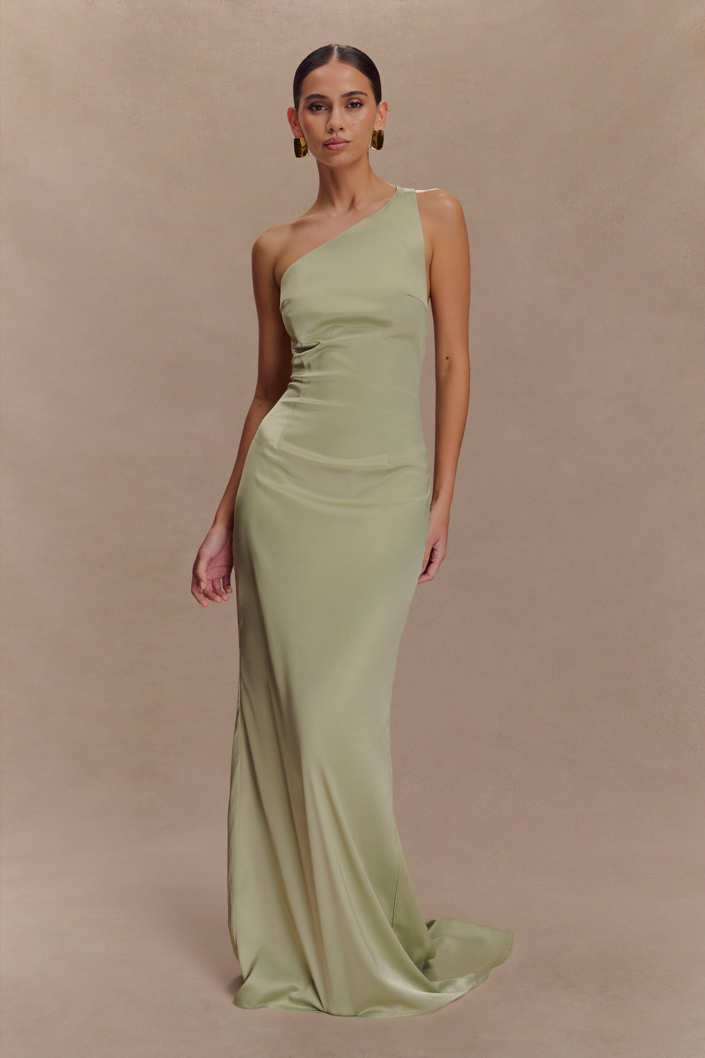 Harper One Shoulder Gown - Sage