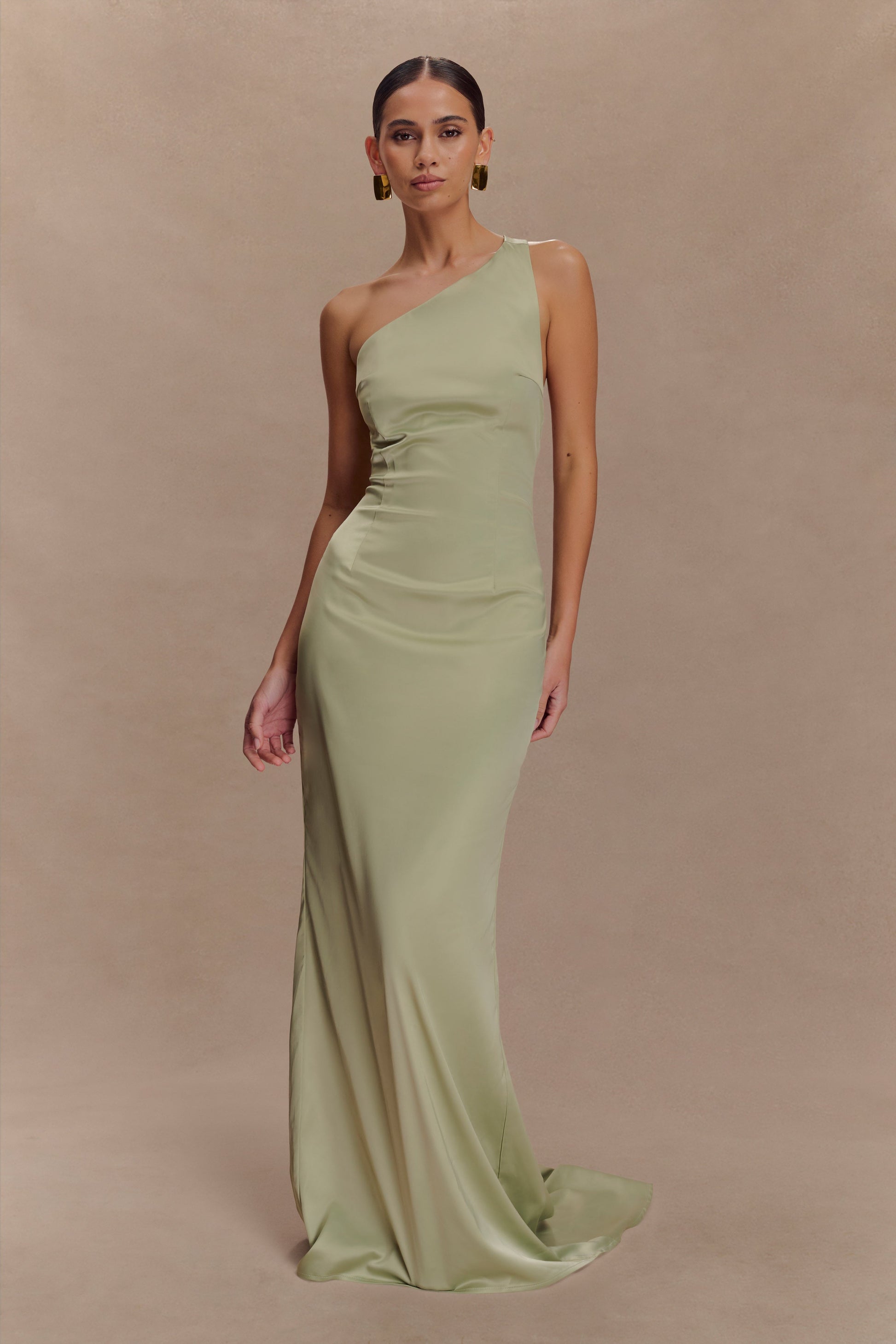 Harper One Shoulder Gown - Sage #5