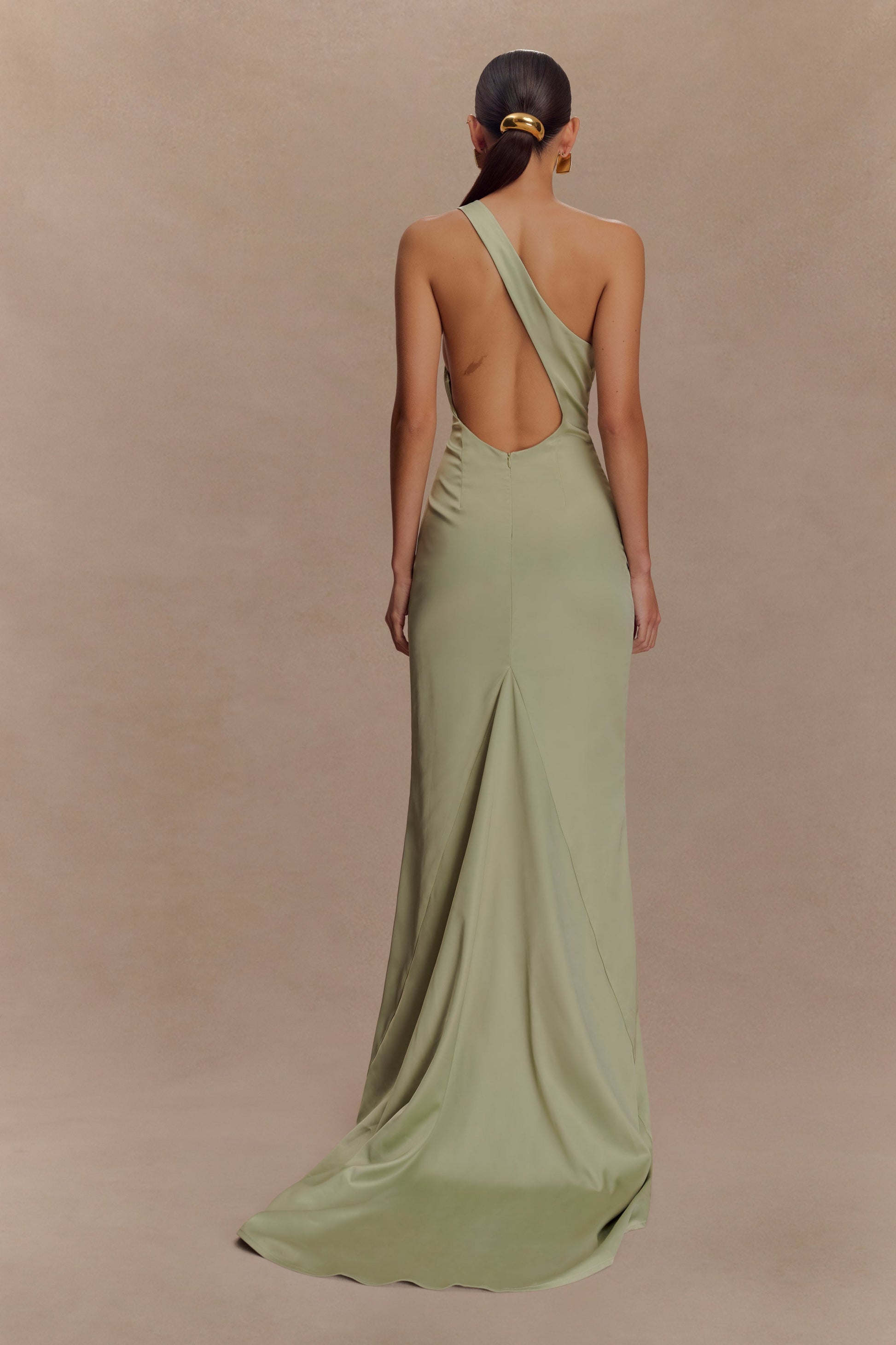 Harper One Shoulder Gown - Sage #2