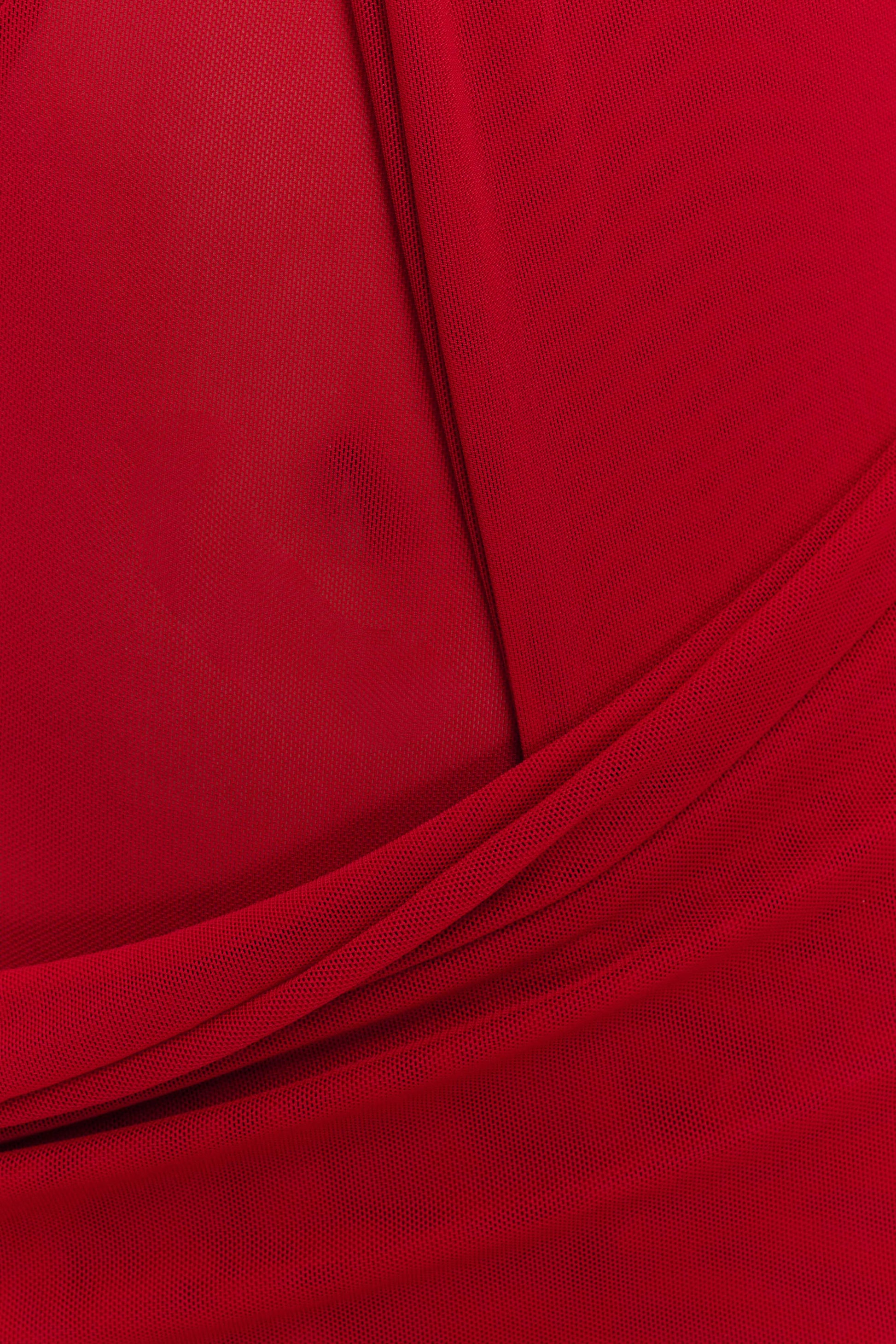 Edwina Knotted Mesh Maxi Dress - Red #9