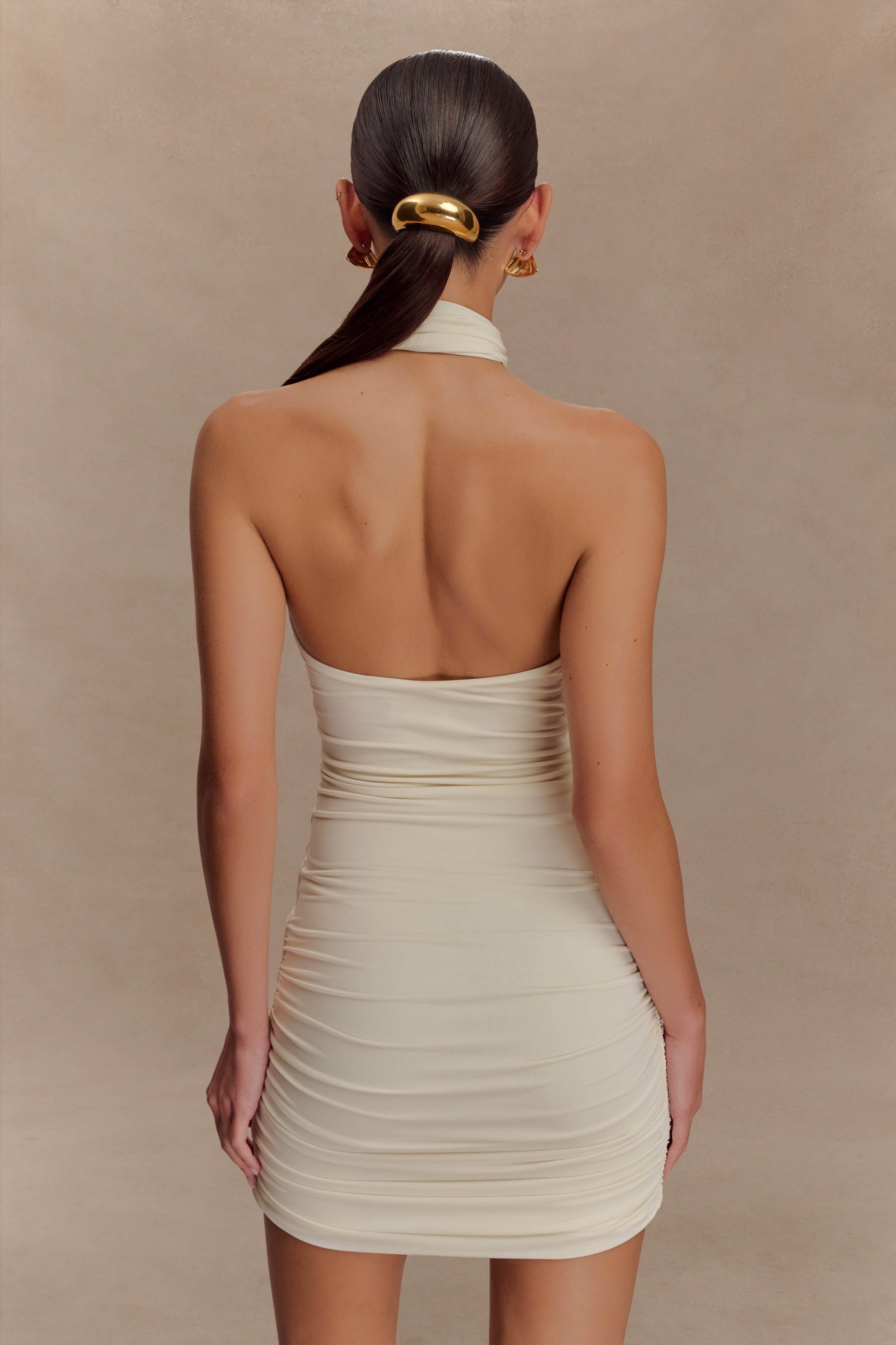 Mariposa Slinky Halter Mini Dress - Ivory #5