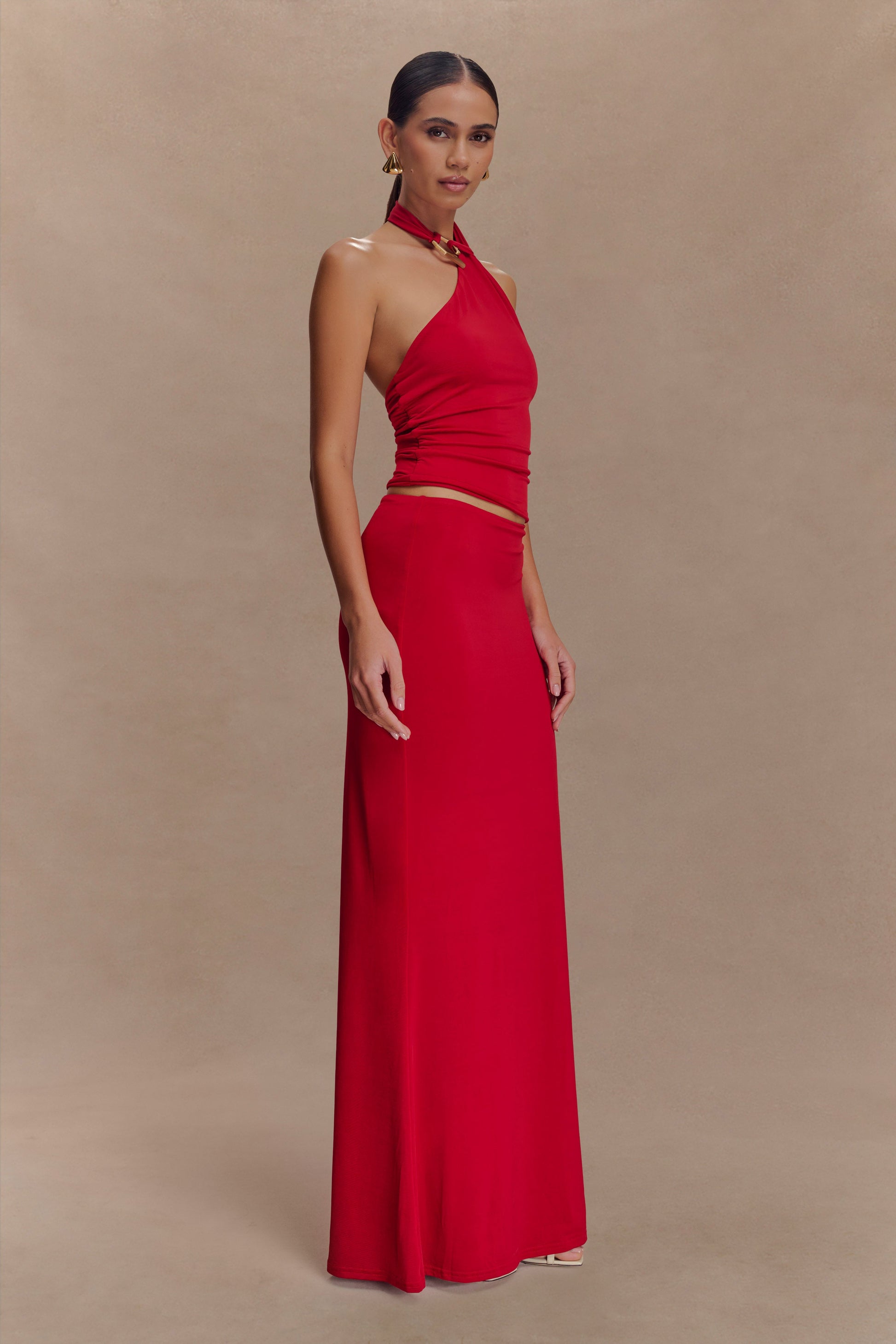 Mariposa Slinky Halter Top - Red #4