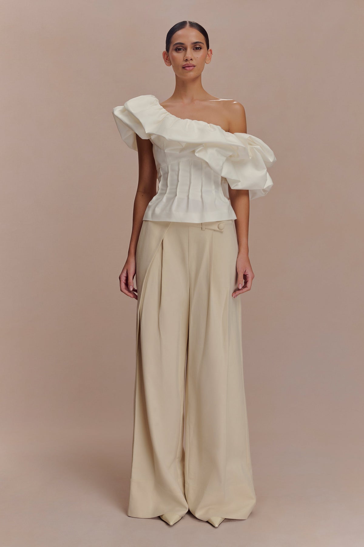 Debbie One Shoulder Bubble Top - White #5