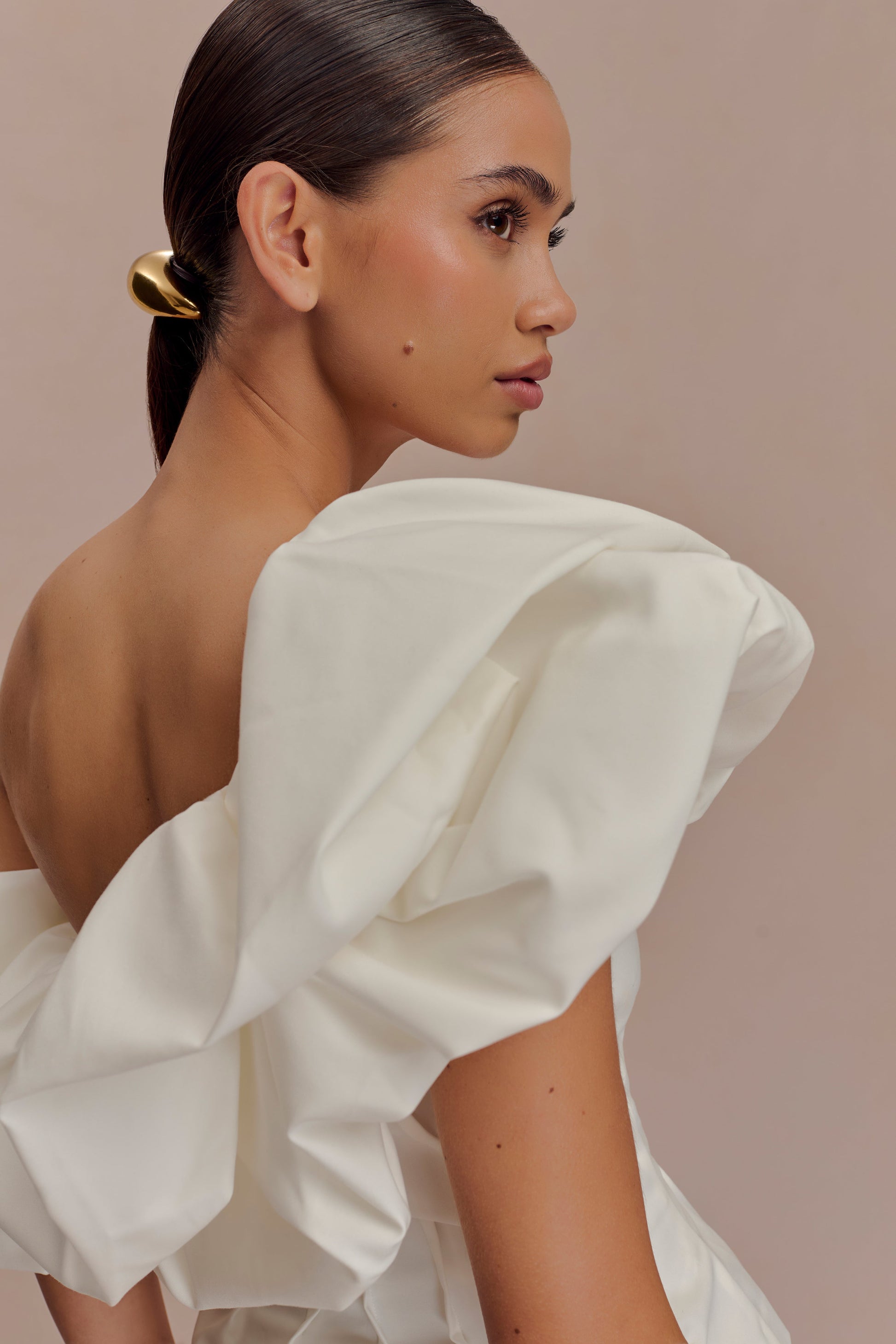 Debbie One Shoulder Bubble Top - White #3