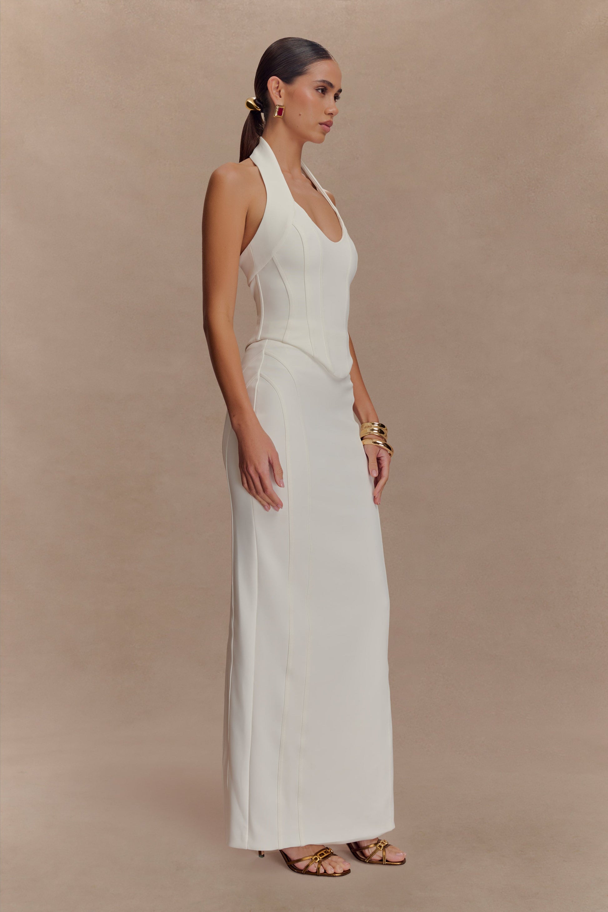 Alma High Waist Maxi Skirt - White #4